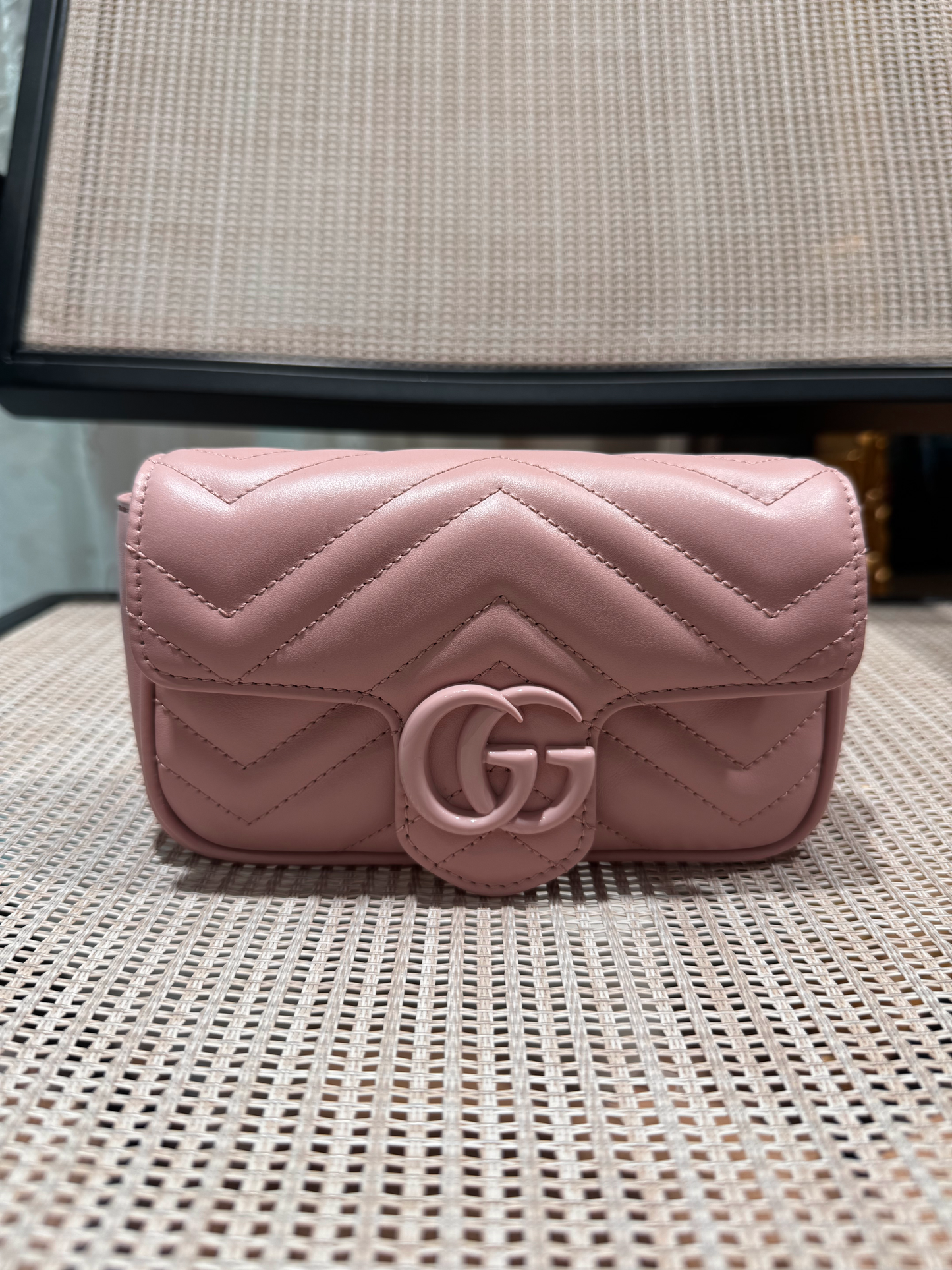 Pre-owned Certified Gucci Marmont Super Mini 2.0 So Pink Calfskin, w/ dust bag
