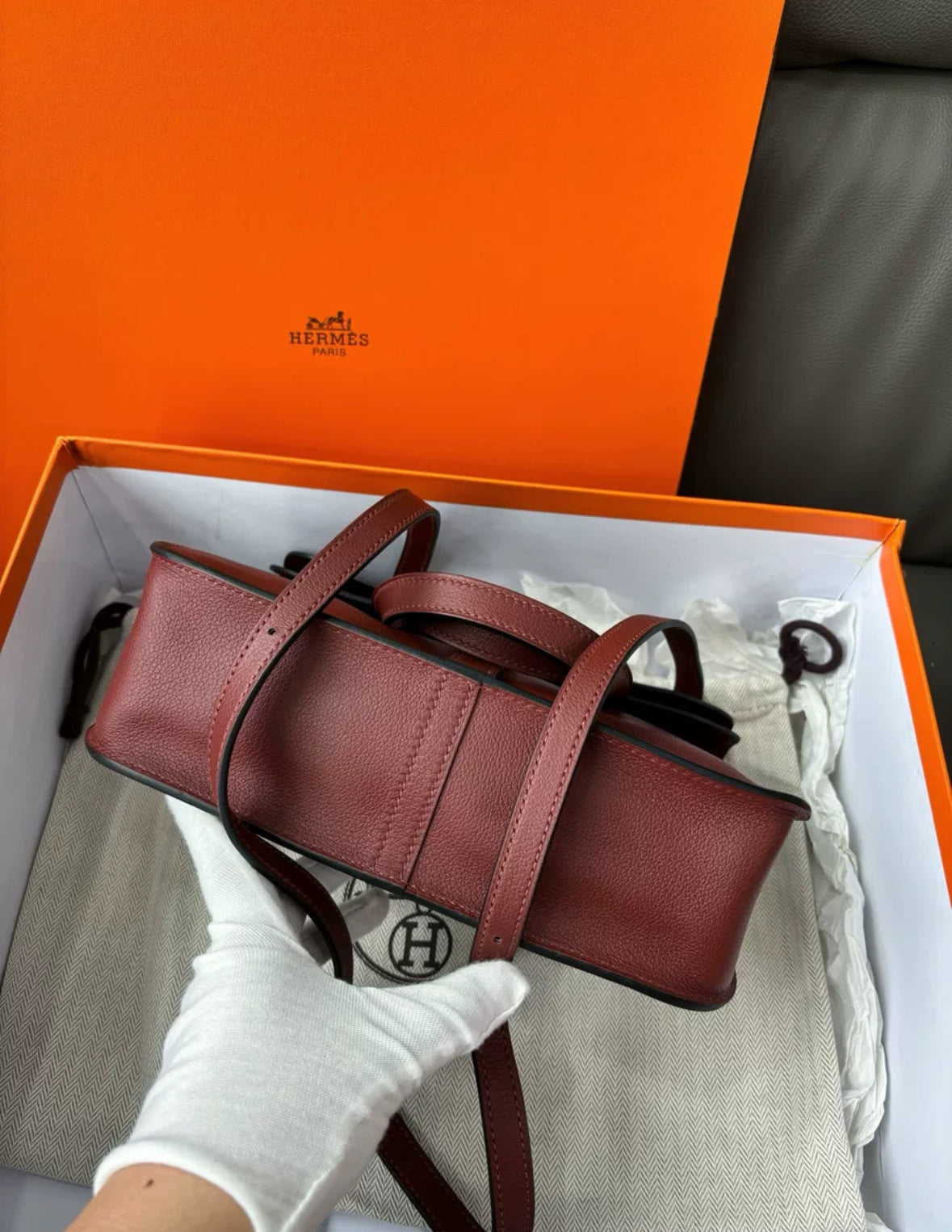 Pre-owned Halzan 25 57 Bordeaux Evercolor Leather Golden Hw, 2020 (Y Stamp), Full Set