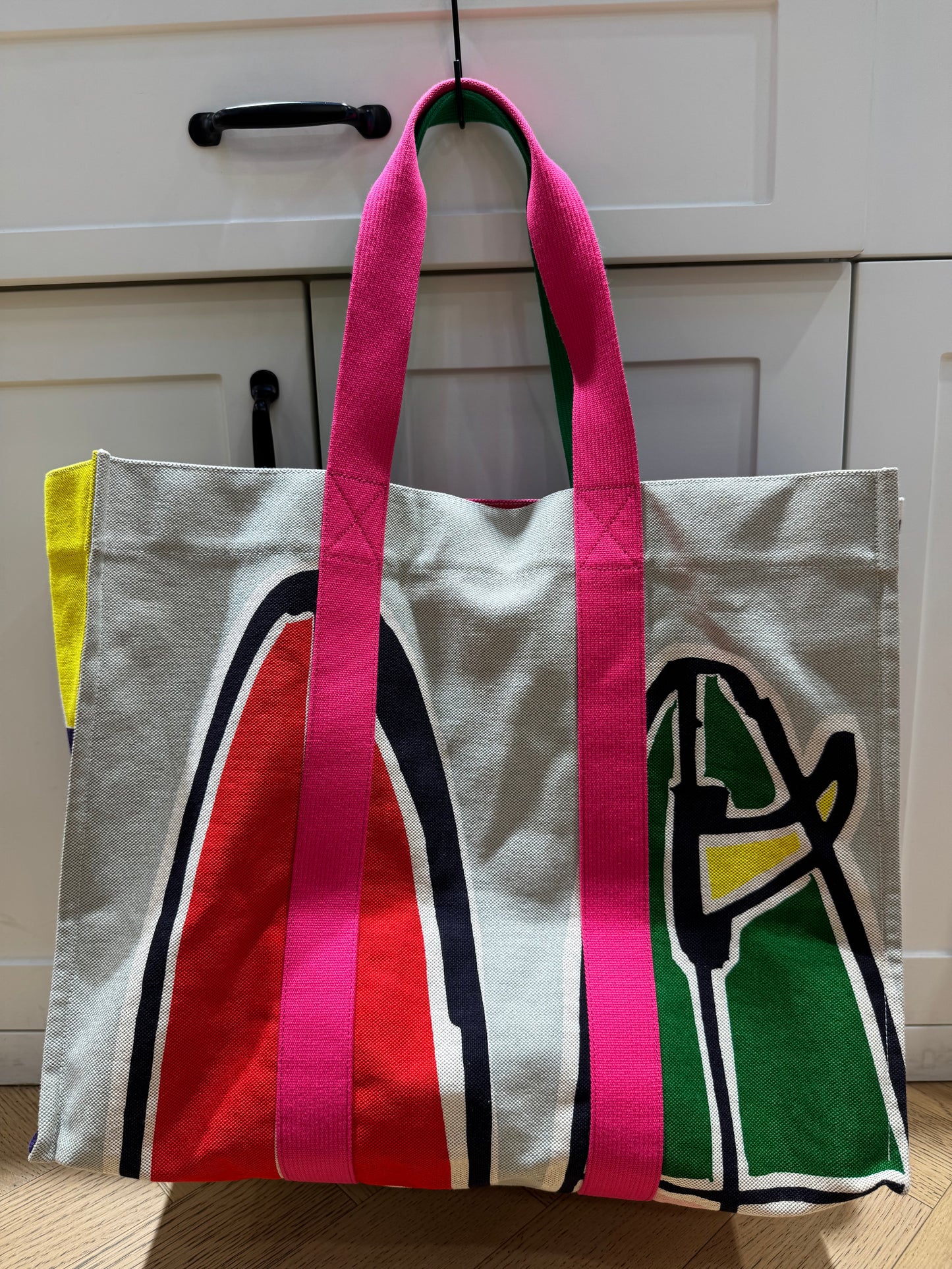 Pre-owned Certified Hermes 3 Surfs Canvas Multicolore Beach Bag, with pouch
