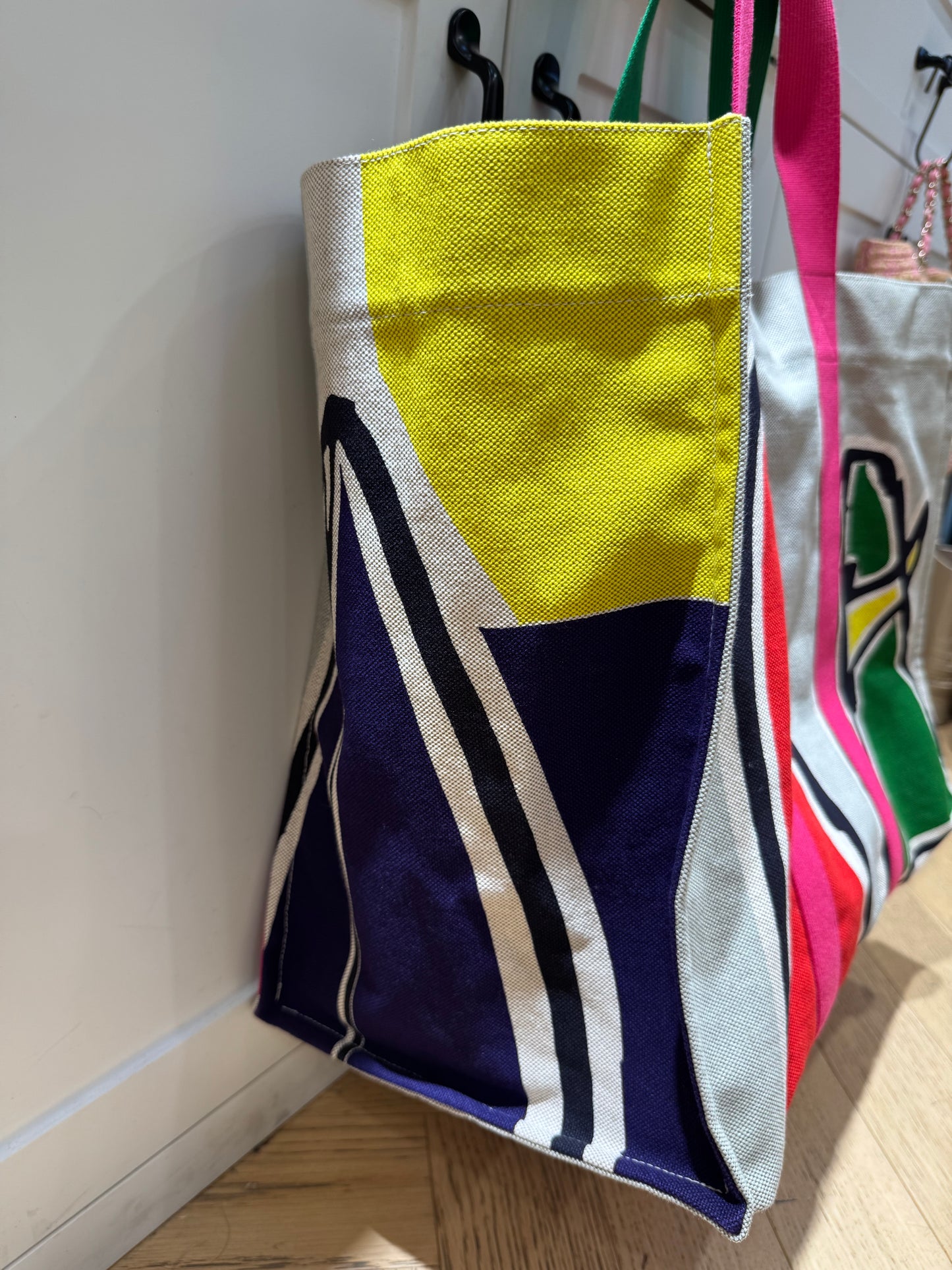 Pre-owned Certified Hermes 3 Surfs Canvas Multicolore Beach Bag, with pouch