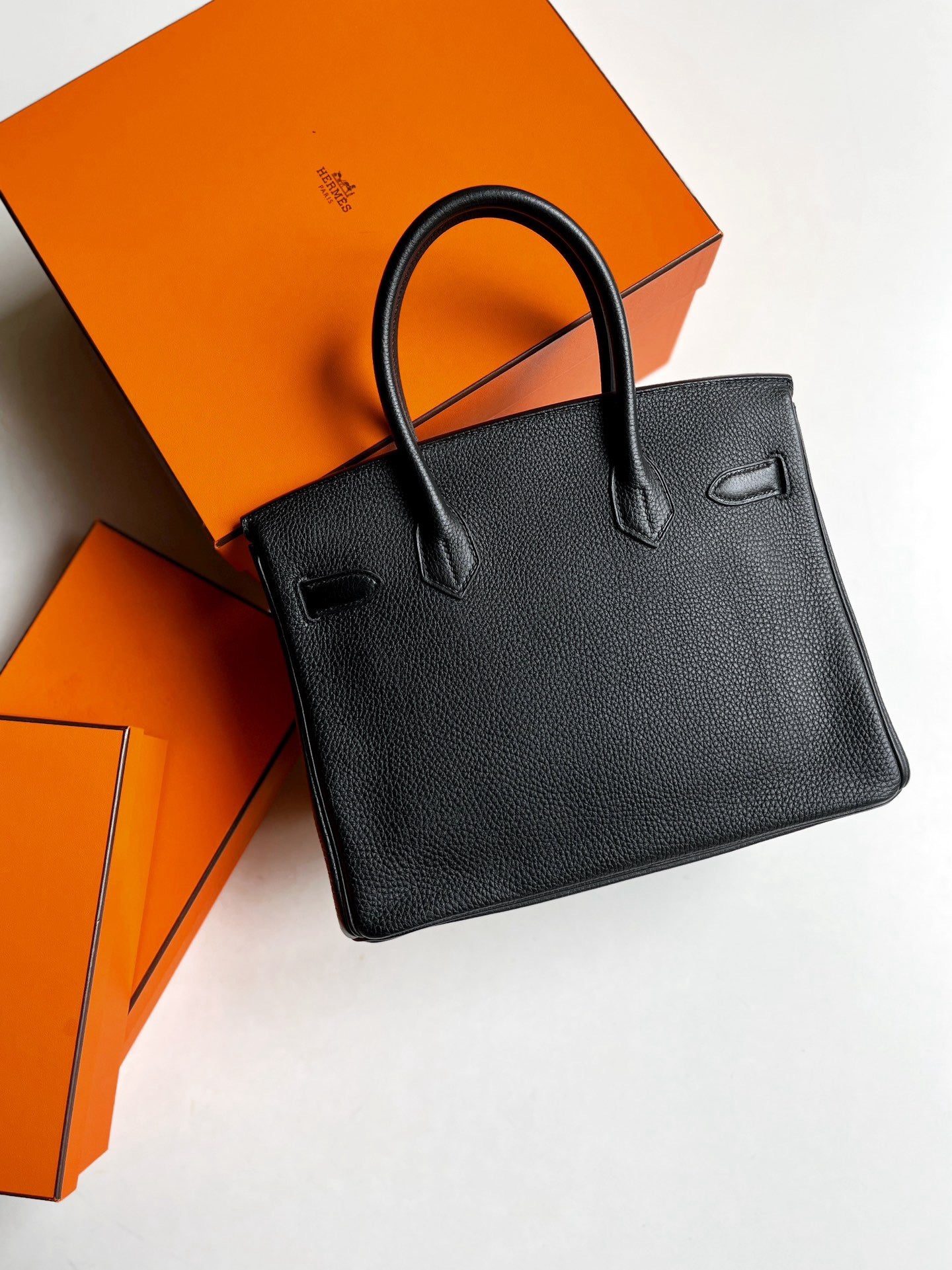 Pre-owned Hermes Birkin 30 Black Togo Golden Hw, 2012, w/ lock&key with clochette, dust bag