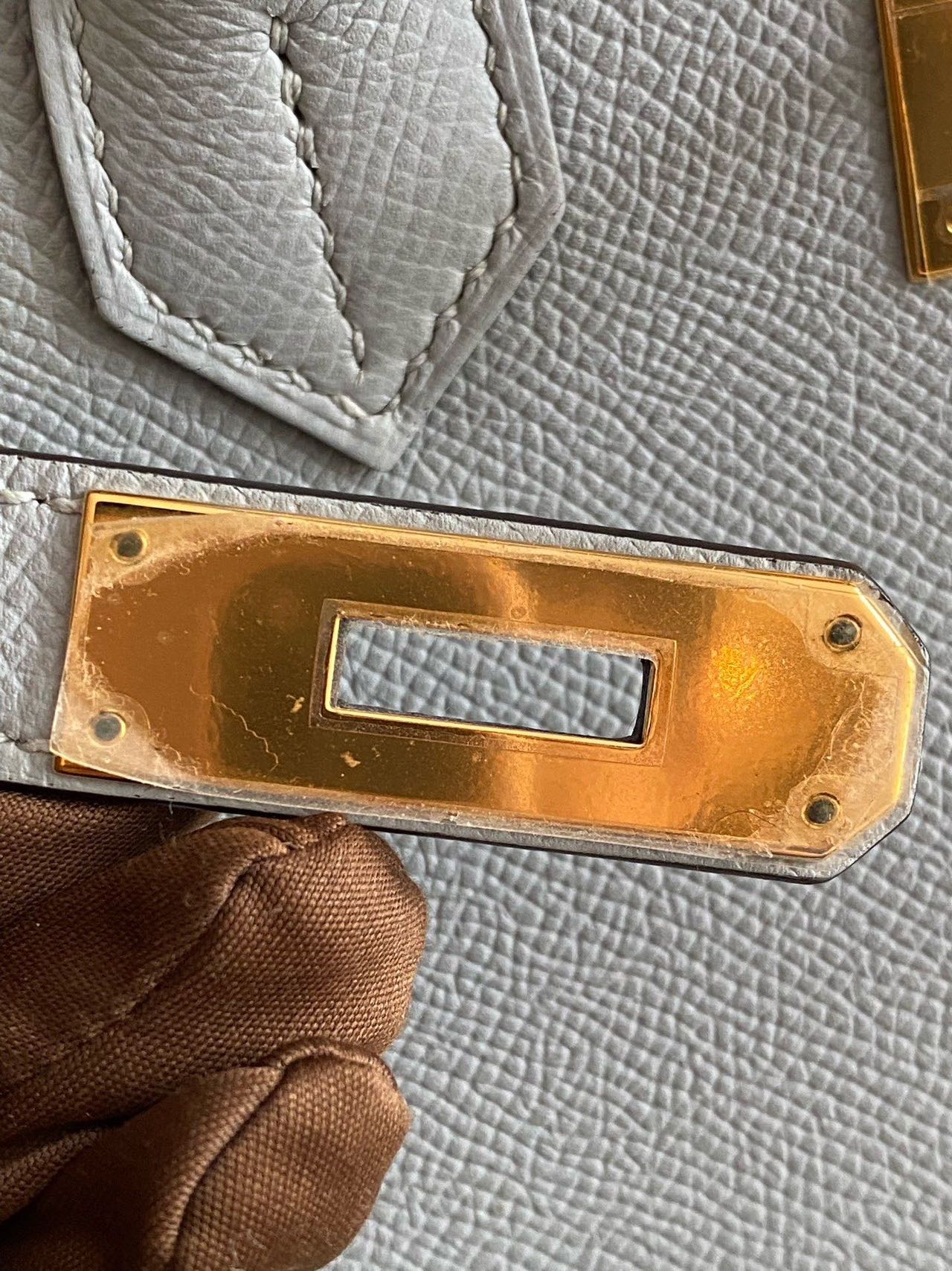 Pre-owned Certified Hermes Birkin 30 Bleu Glacier 8U Epsom Leather Golden Hardware, 2016 (X), w/ Full Set - box, dust bag, lock&key