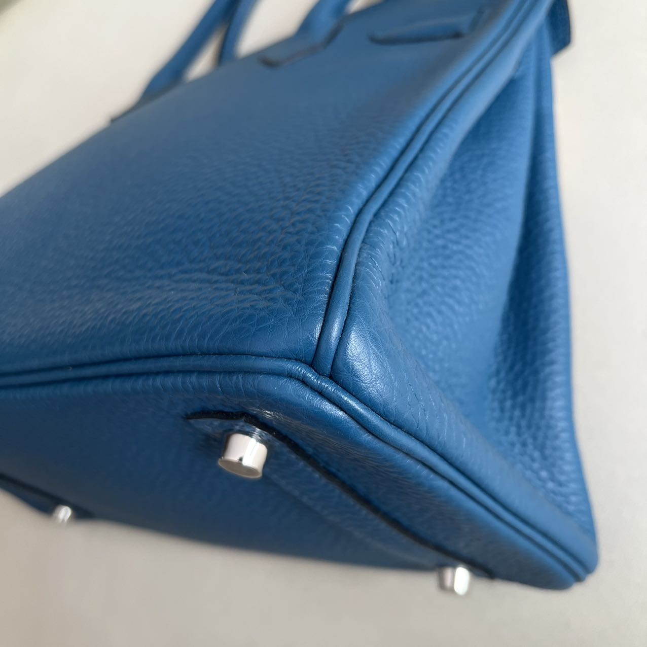 Pre-owned Certified Hermes Birkin 30 Bleu de Galice S7 Togo Leather Silver Hardware, 2015 (T), with dust bag, lock & key
