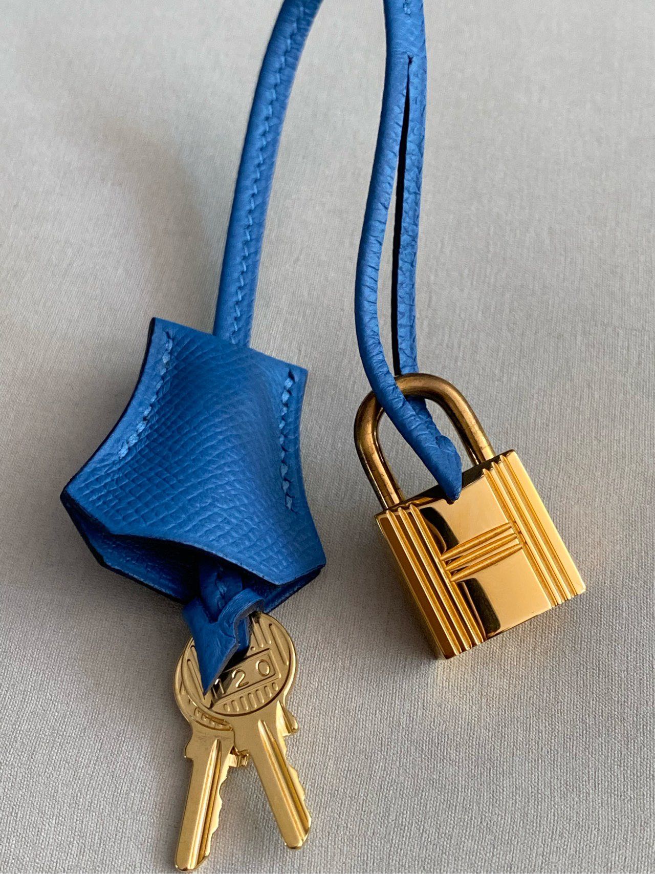 Pre-owned Certified Hermes Birkin 30 Blue Brighton 7e Epsom Leather with Golden Hardware, 2019 (D), with dust bag, lock&key