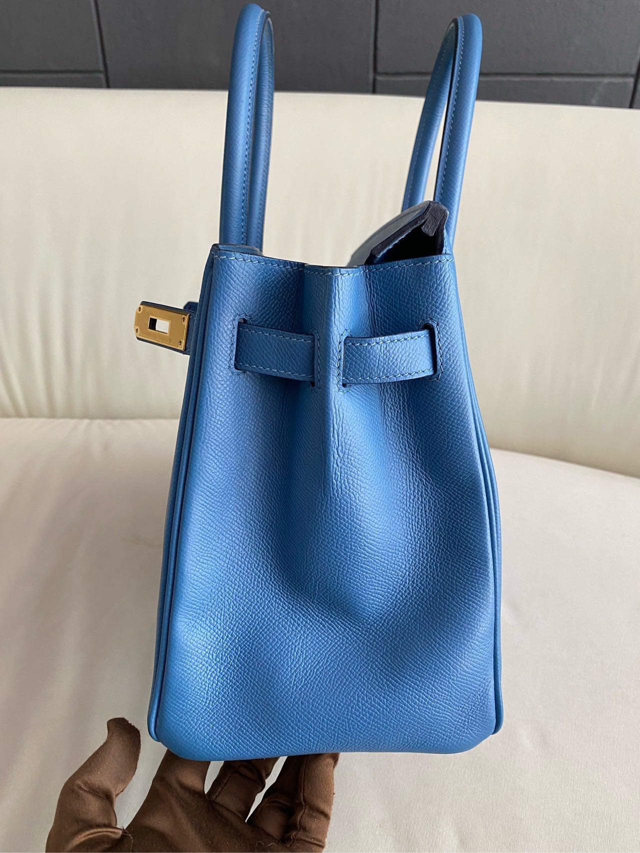 Pre-owned Certified Hermes Birkin 30 Blue Brighton 7e Epsom Leather with Golden Hardware, 2019 (D), with dust bag, lock&key