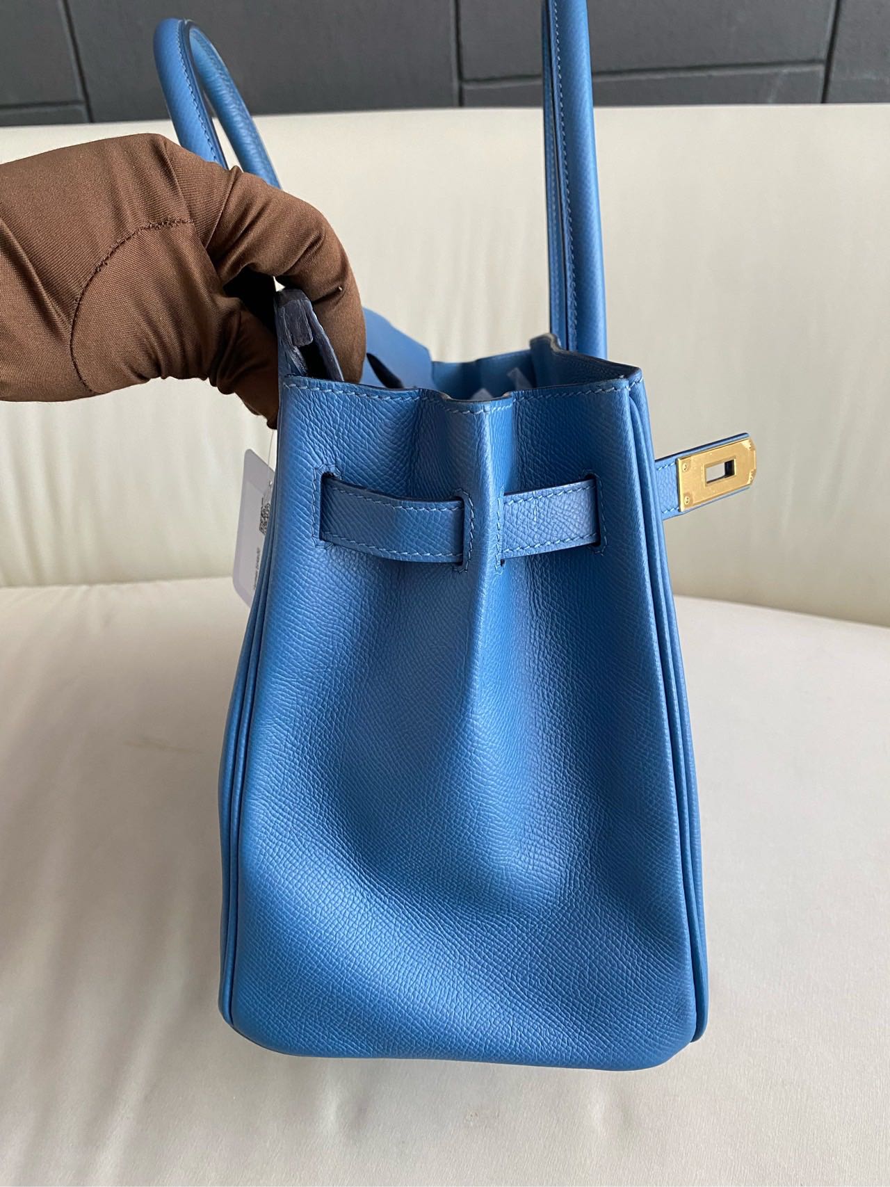 Pre-owned Certified Hermes Birkin 30 Blue Brighton 7e Epsom Leather with Golden Hardware, 2019 (D), with dust bag, lock&key