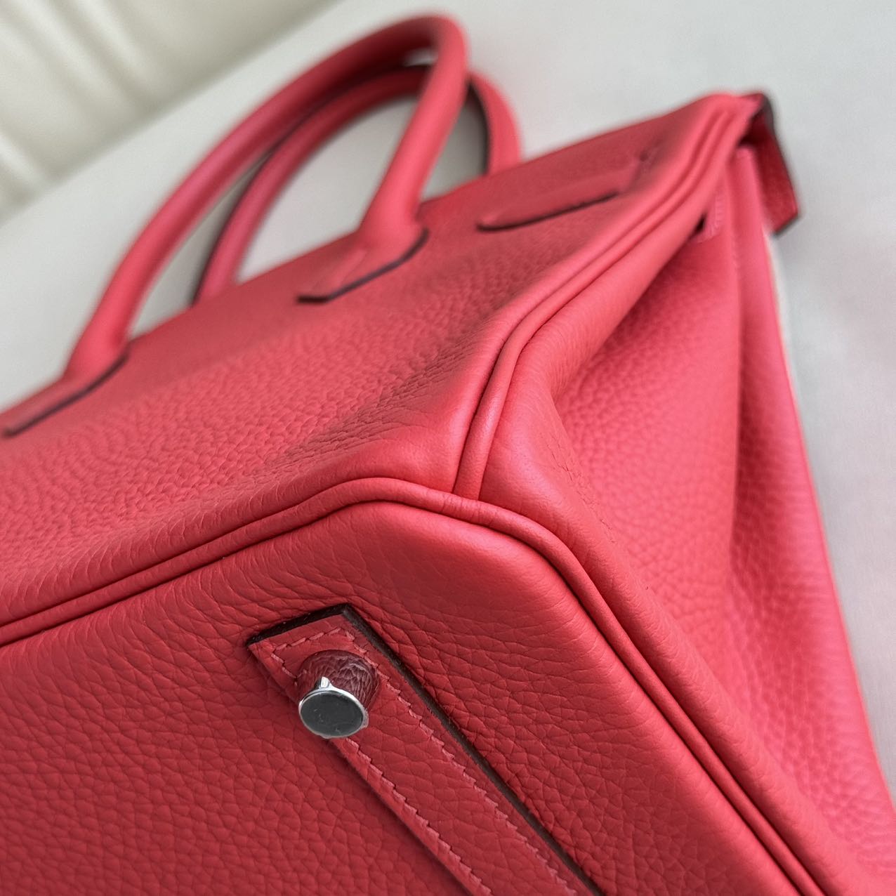 Pre-owned Certified Hermes Birkin 30 Rouge Pivoine 2R Togo Silver Hardware, 2015 (T), w/ Dust bag, lock&key