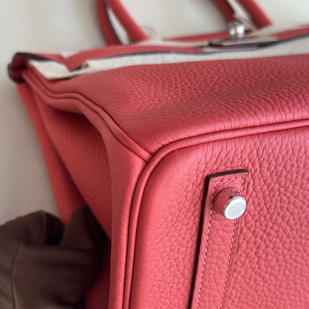 Pre-owned Certified Hermes Birkin 30 Rouge Pivoine 2R Togo Silver Hardware, 2015 (T), w/ Dust bag, lock&key