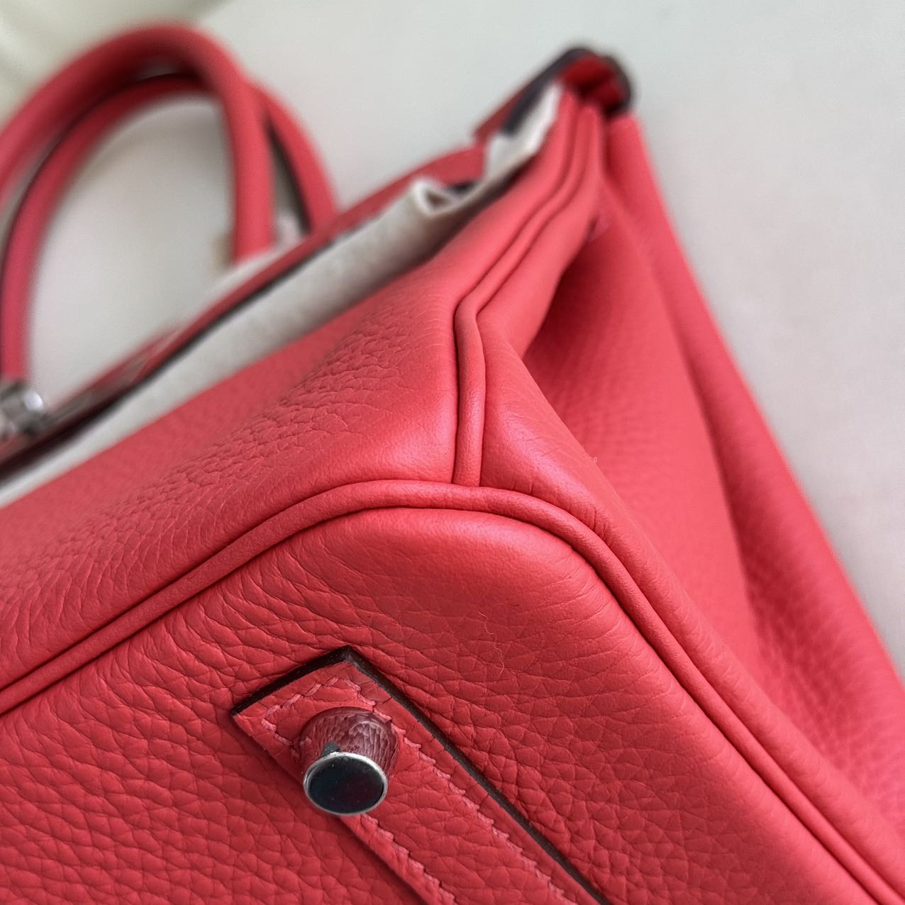Pre-owned Certified Hermes Birkin 30 Rouge Pivoine 2R Togo Silver Hardware, 2015 (T), w/ Dust bag, lock&key