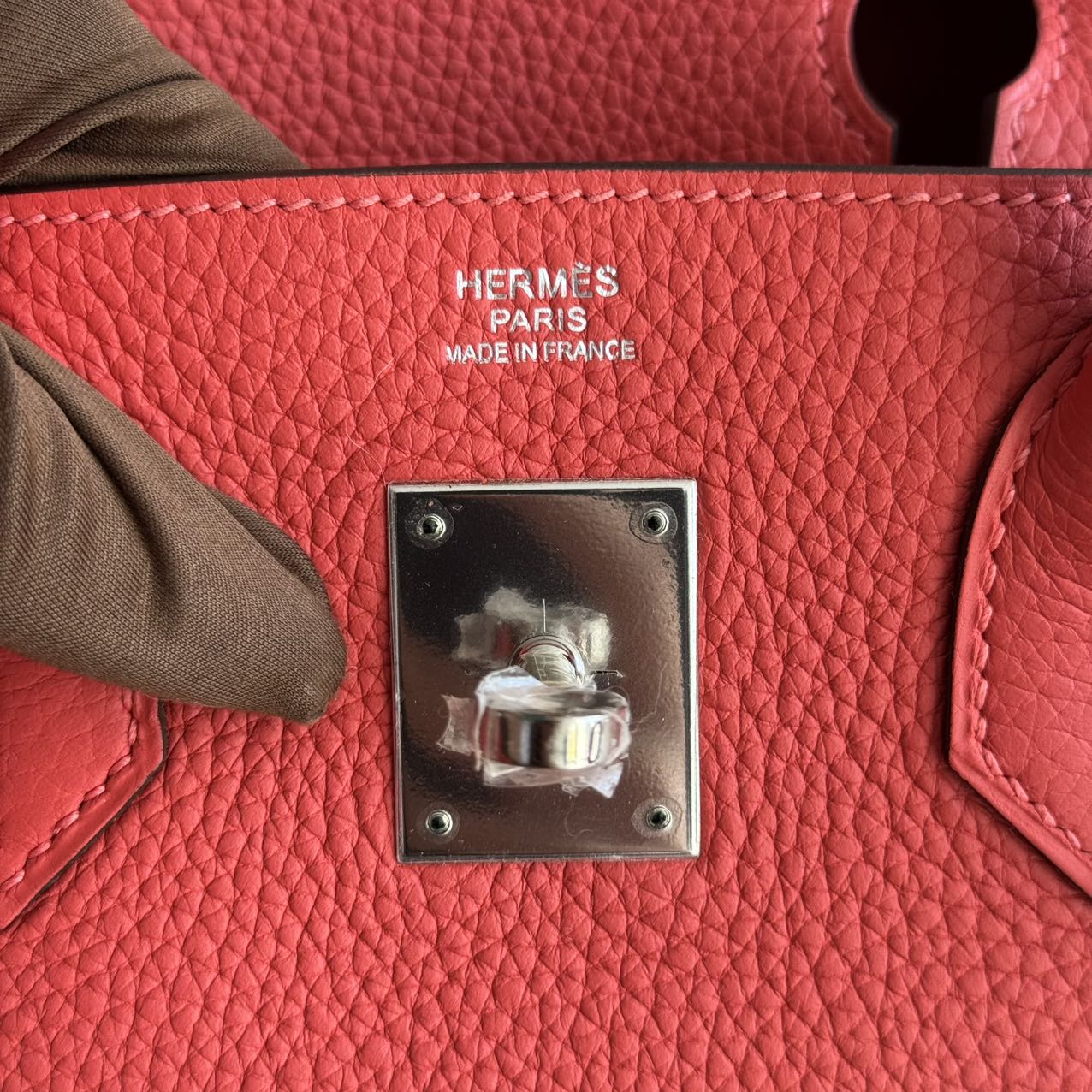 Pre-owned Certified Hermes Birkin 30 Rouge Pivoine 2R Togo Silver Hardware, 2015 (T), w/ Dust bag, lock&key