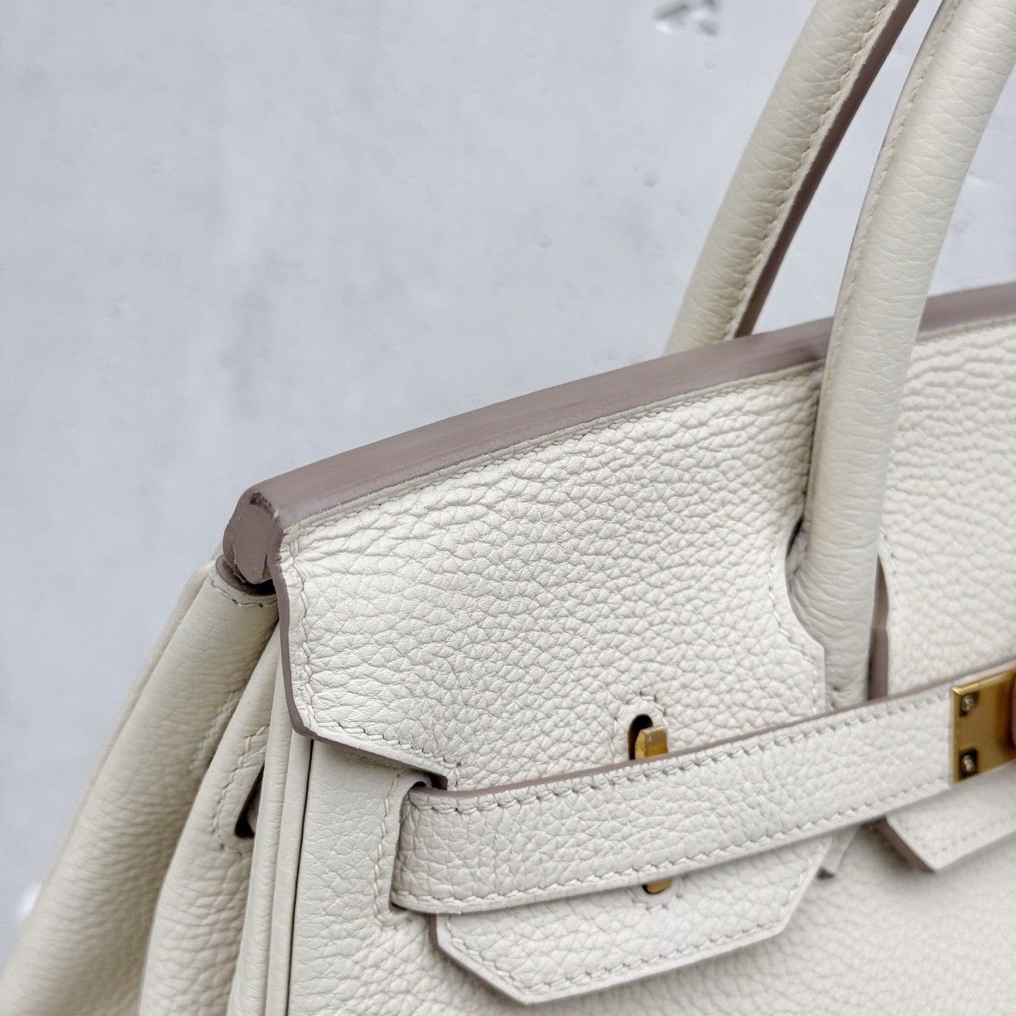 Pre-owned Certified Hermes Birkin 30 in Craie Togo Leather with Golden Hardware, 2020, w/ dust bag, lock and key, rain coat