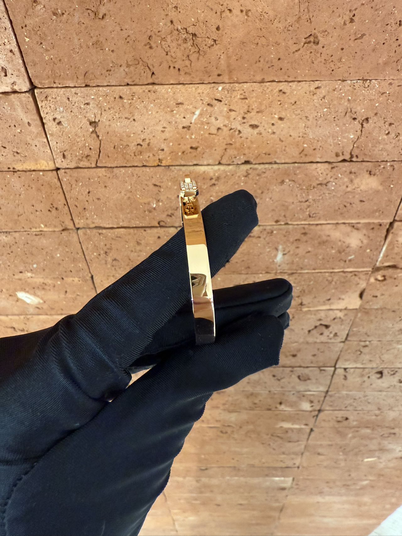 Pre-owned Certified Hermes Kelly Diamond Bracelet 18K Rose Gold, D0.36ct, SH Size, w/ box