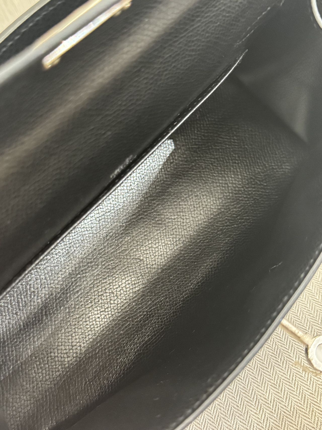 Pre-owned Certified Hermes Kelly Pochette in Black Epsom Leather with Silver Hardware, 2004, w/ full set