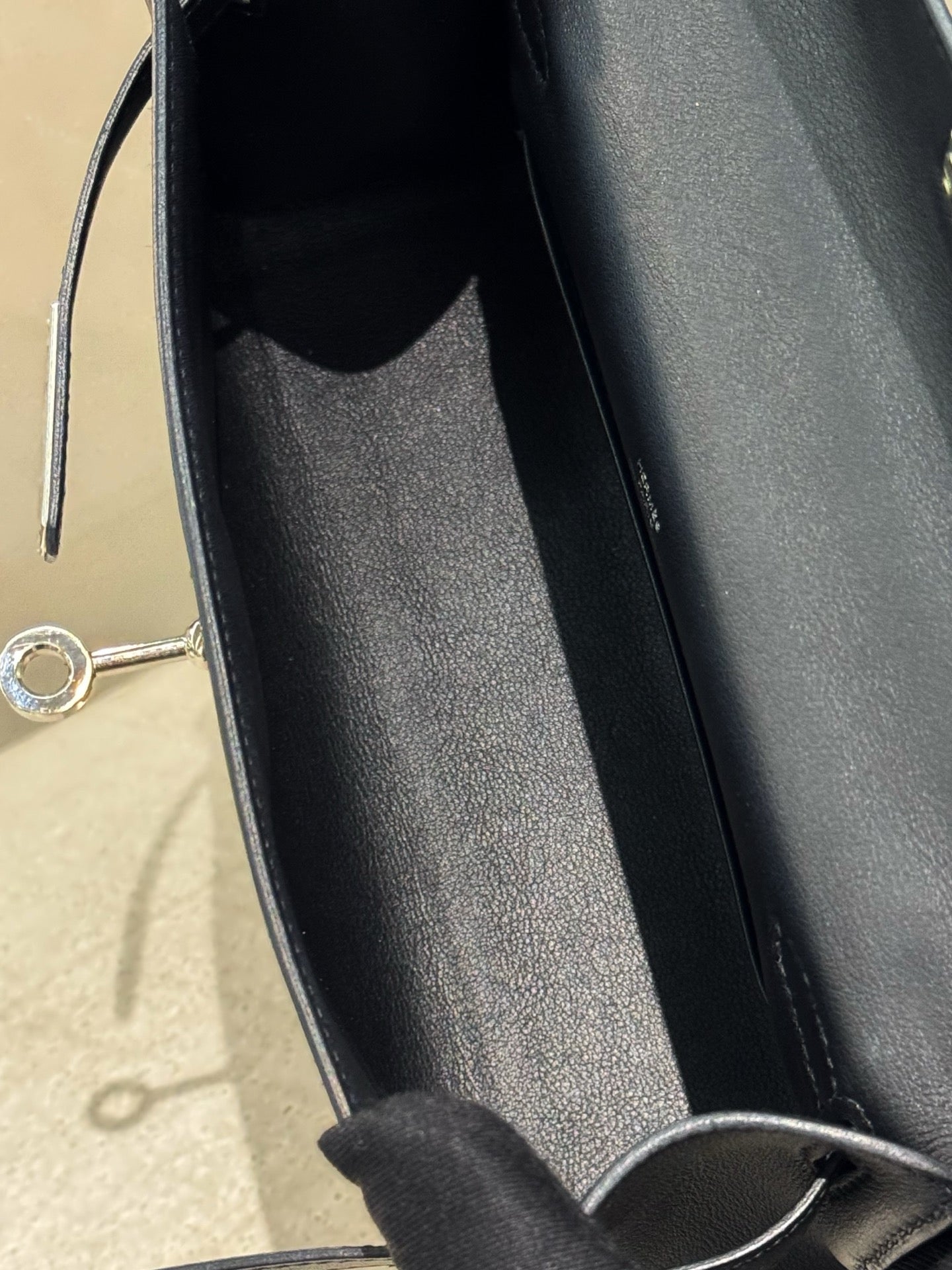 Pre-owned Certified Hermes Kelly Pochette in Black Swift Leather with Silver Hardware, 2021, w/ full set