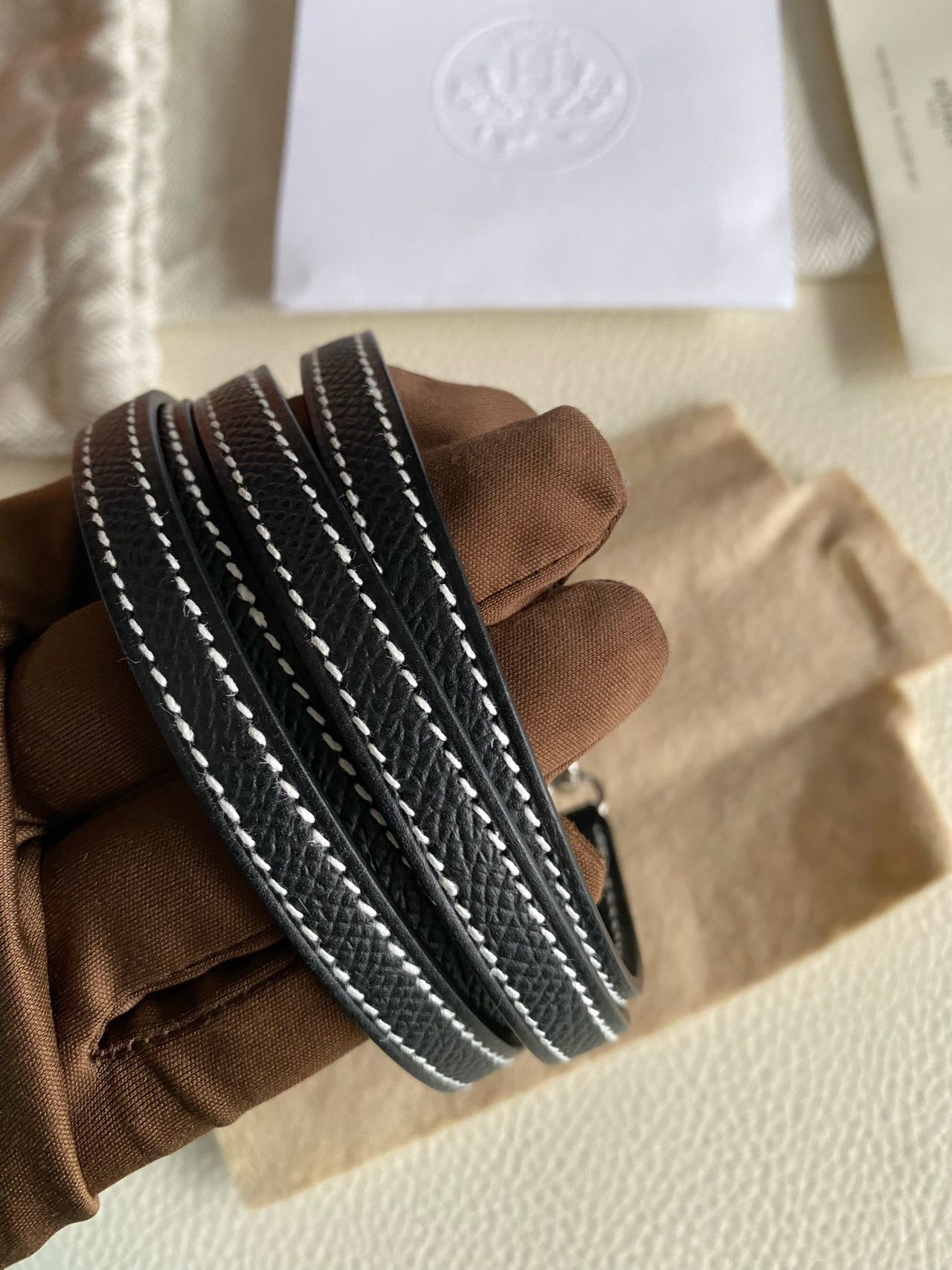 Pre-owned Certified Hermes Mini Kelly SO Black Epsom Leather with White Stitching, with Silver Hardware, 2025 (K stamp), w/ Full Set