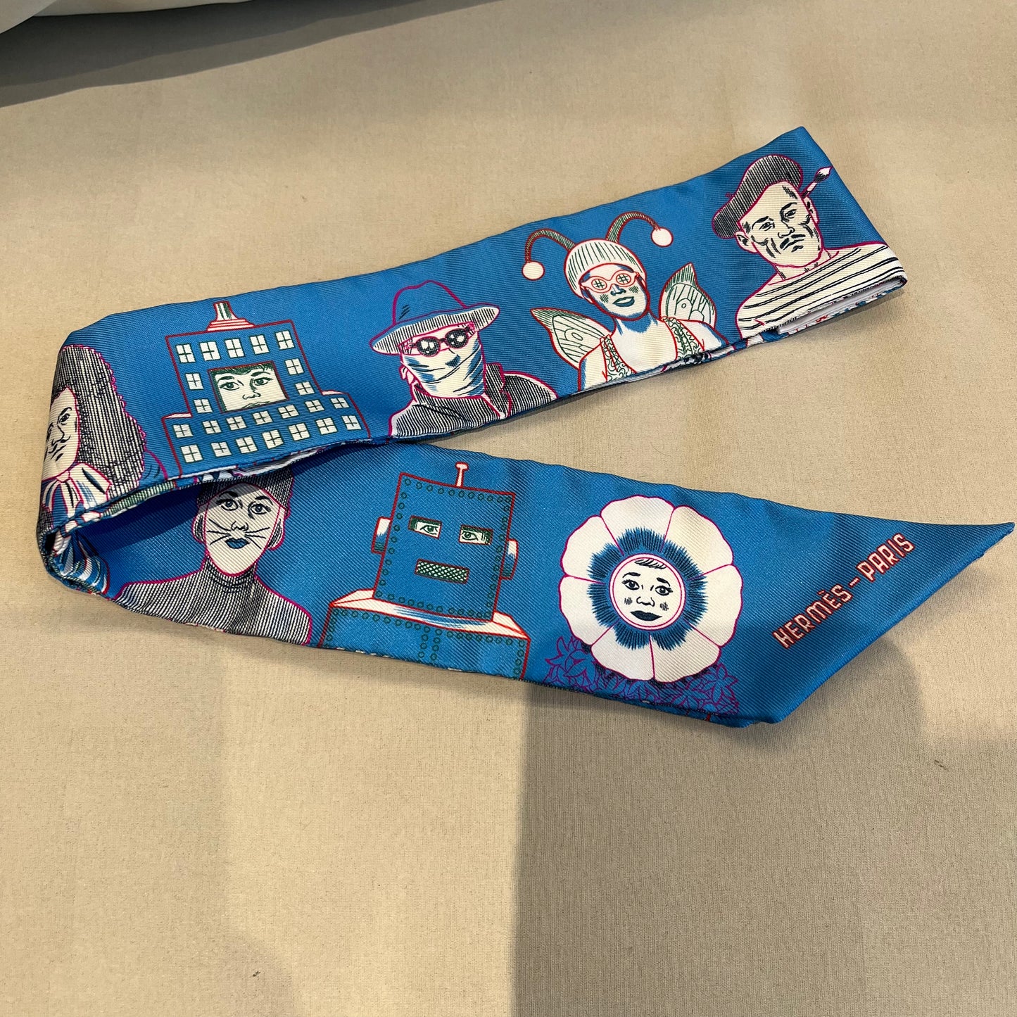 Hermes Twilly "Dress Code" Series, Blue Azure, w/ box