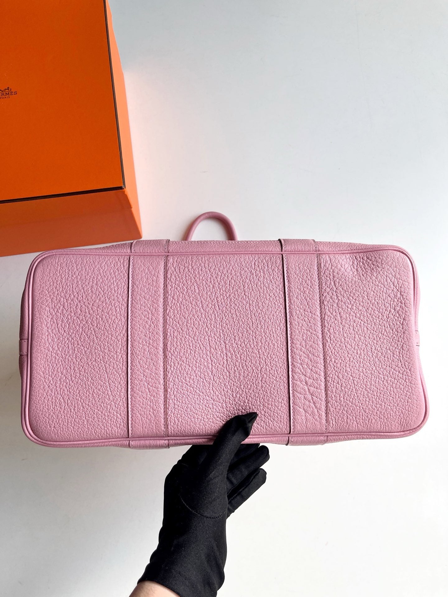 Pre-owned Certified Hermes Garden Party 36 5P Sakura Pink Clemence Leather with dust bag, O stamp, 2011