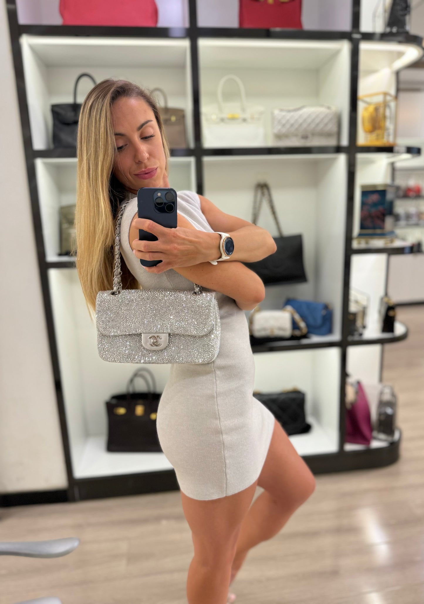 Pre-owned Chanel Classic Flap Medium CF Limited Edition with Crystals, 2011, w/ full set