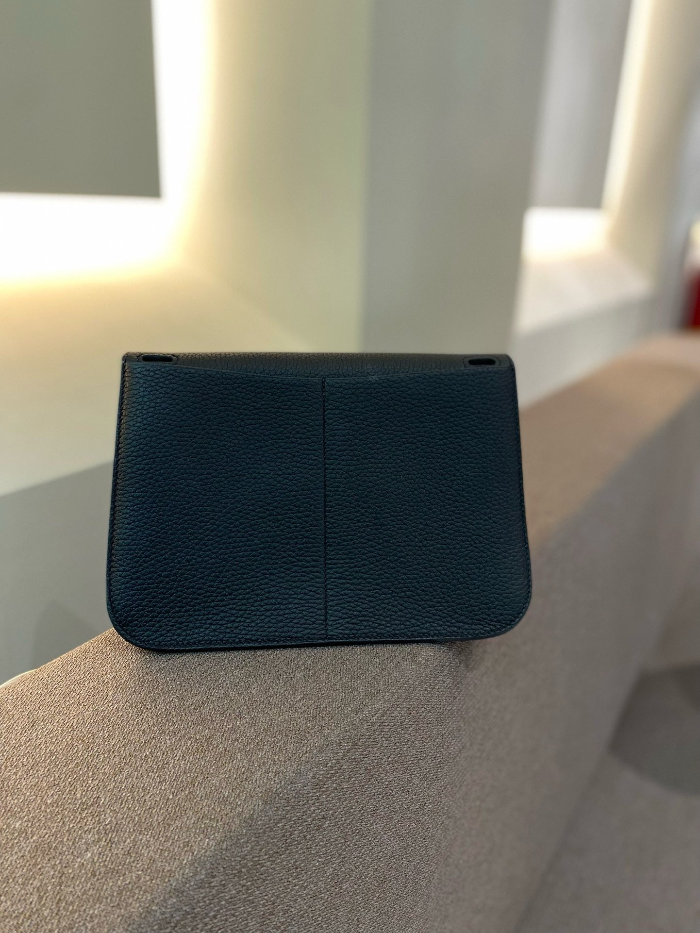 Pre-owned Hermes Halzan 25 Black Golden hw, W stamp (2024), w/ dust bag, receipt scan