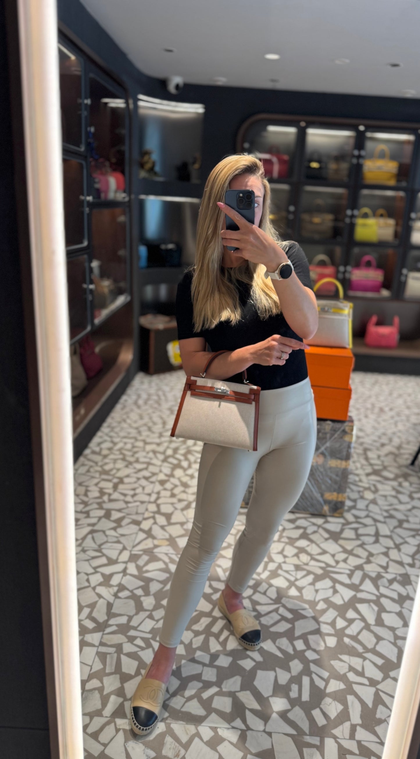 Pre-owned Certified Hermes Kelly 25 Toile Cuivre with Silver Hardware, 2022, Full Set