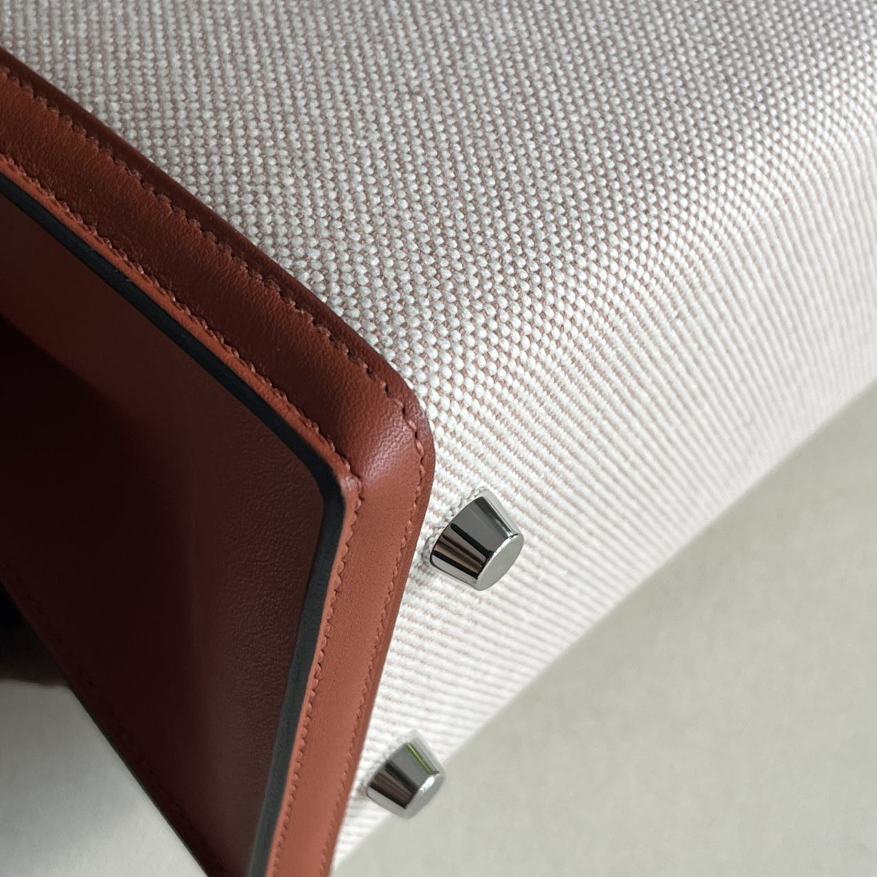 Pre-owned Certified Hermes Kelly 25 Toile Cuivre with Silver Hardware, 2022, Full Set