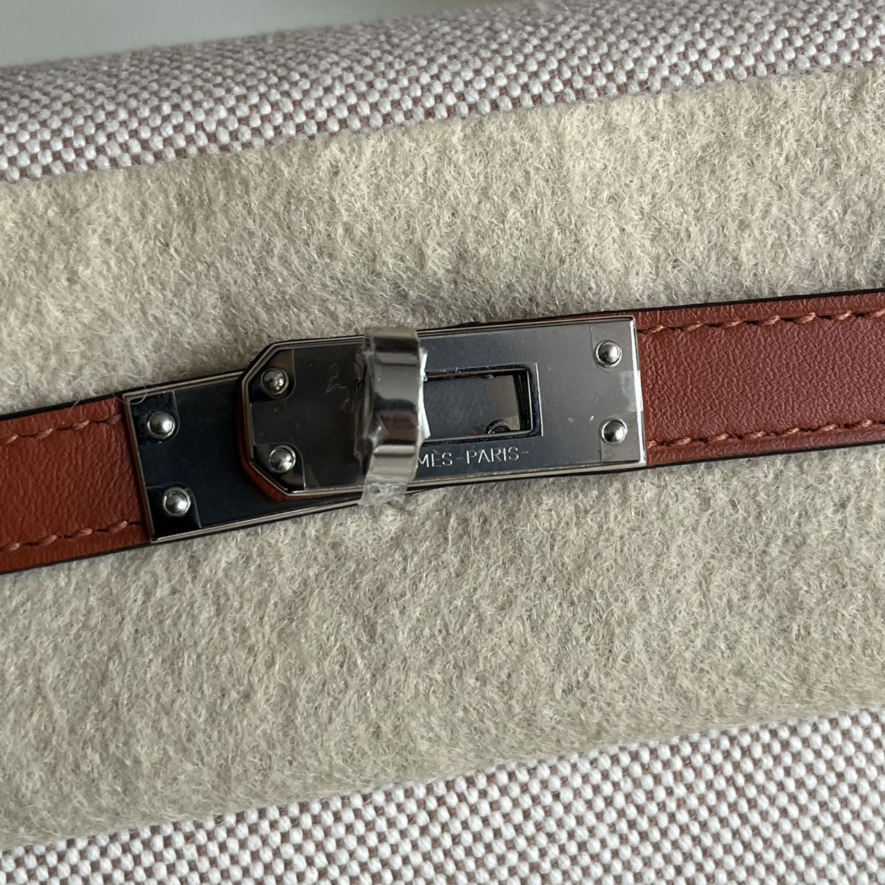 Pre-owned Certified Hermes Kelly 25 Toile Cuivre with Silver Hardware, 2022, Full Set