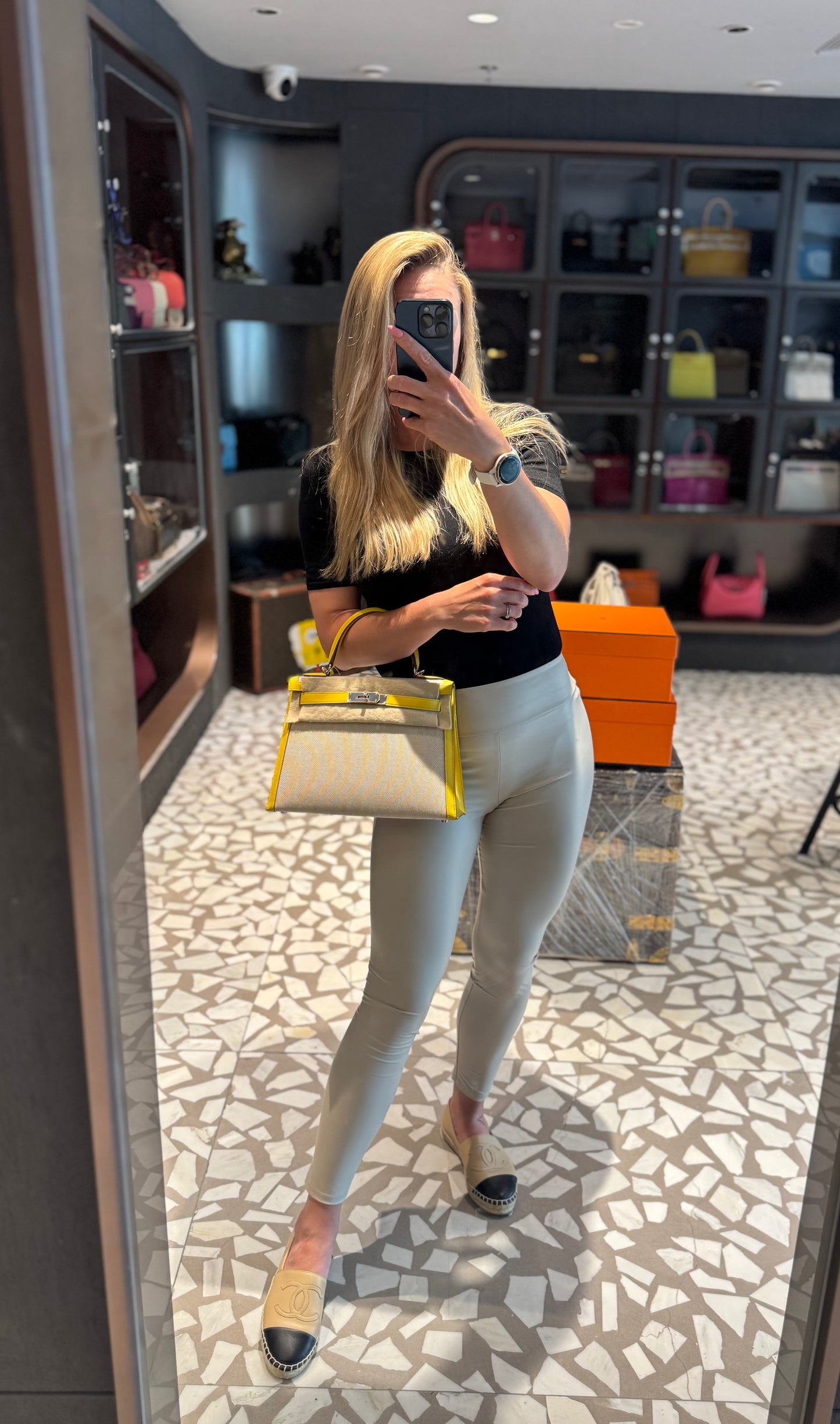 Pre-owned Certified Hermes Kelly 28 Toile, 9O Jaune de Naples with Canvas, Palladium hw, 2020, w/ dust bag, lock&key, strap