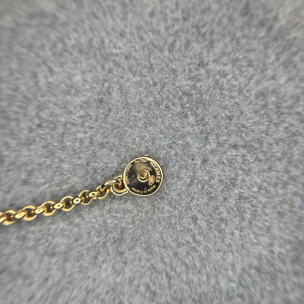 Pre-owned Hermes 18K Rose Gold Diamond Kelly Clochette Drop Earrings, w/ box, certificate