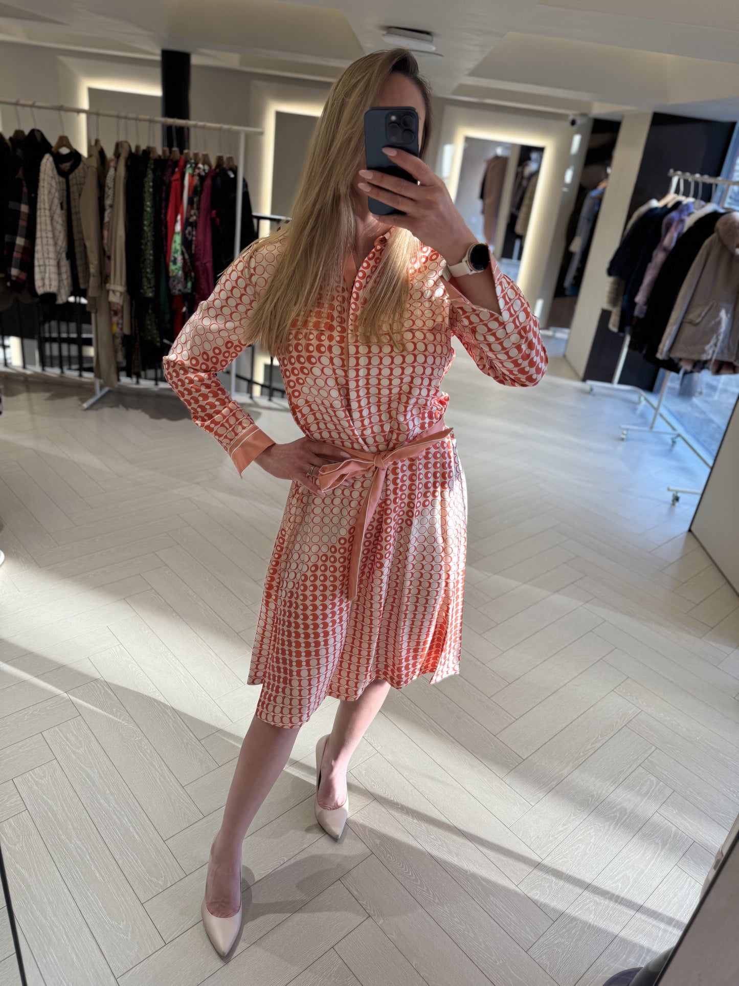 Pre-owned Loro Piana Silk Dotted Day Dress, Size 38