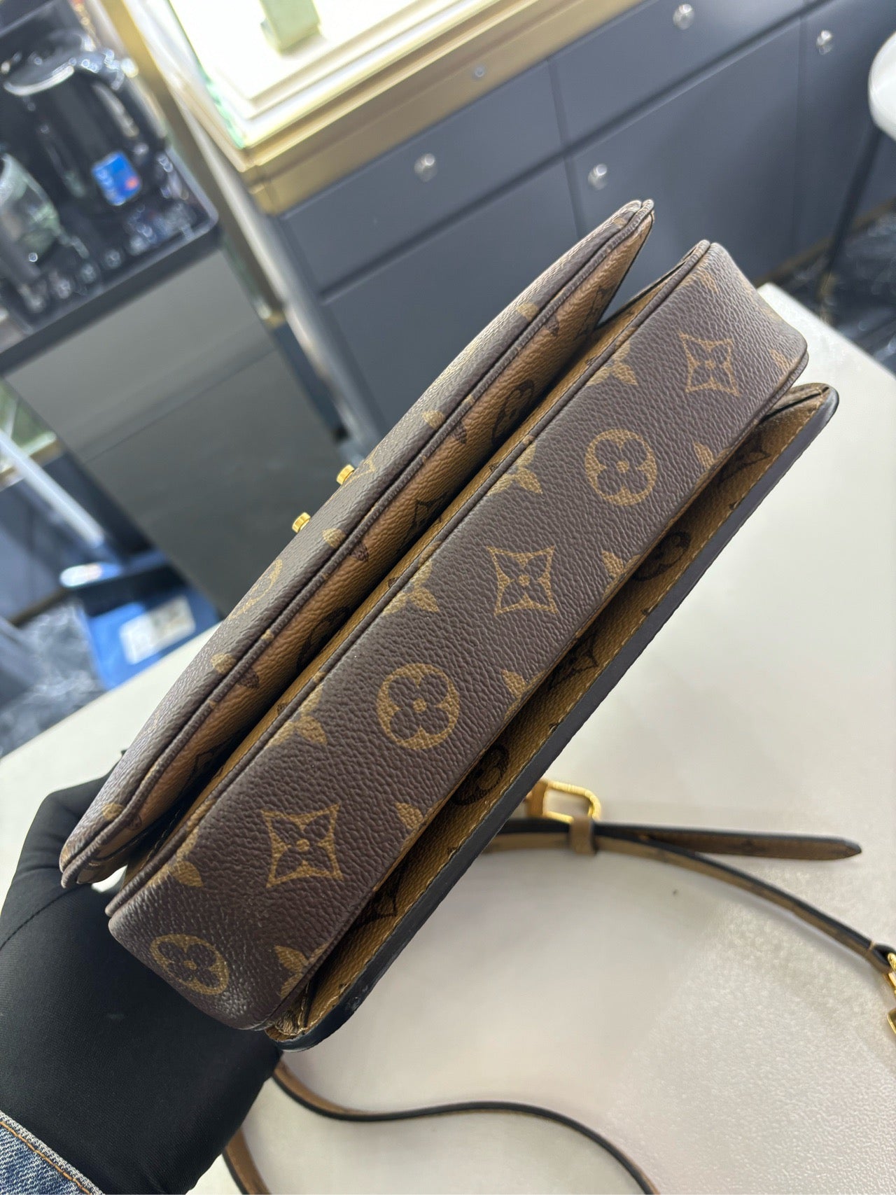 Pre-owned Certified Louis Vuitton LV Pochette Metis Reverse Monogram Coated Canvas, 2020, w/ dust bag, strap