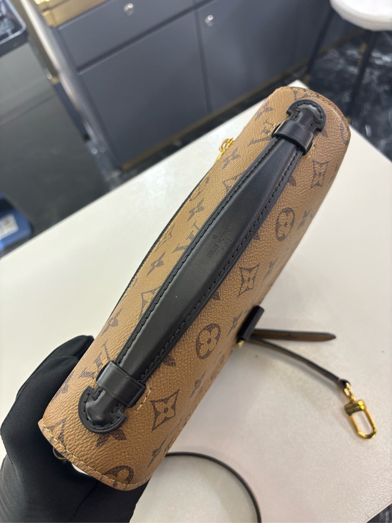 Pre-owned Certified Louis Vuitton LV Pochette Metis Reverse Monogram Coated Canvas, 2020, w/ dust bag, strap