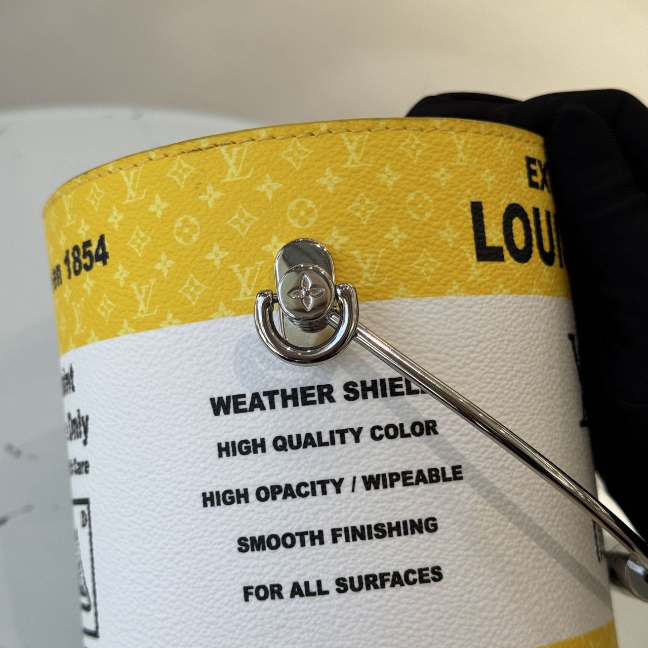 Pre-owned Certified LV Louis Vuitton Yellow Paint Can in Coated Canvas, 2022 Microchipped, w/strap