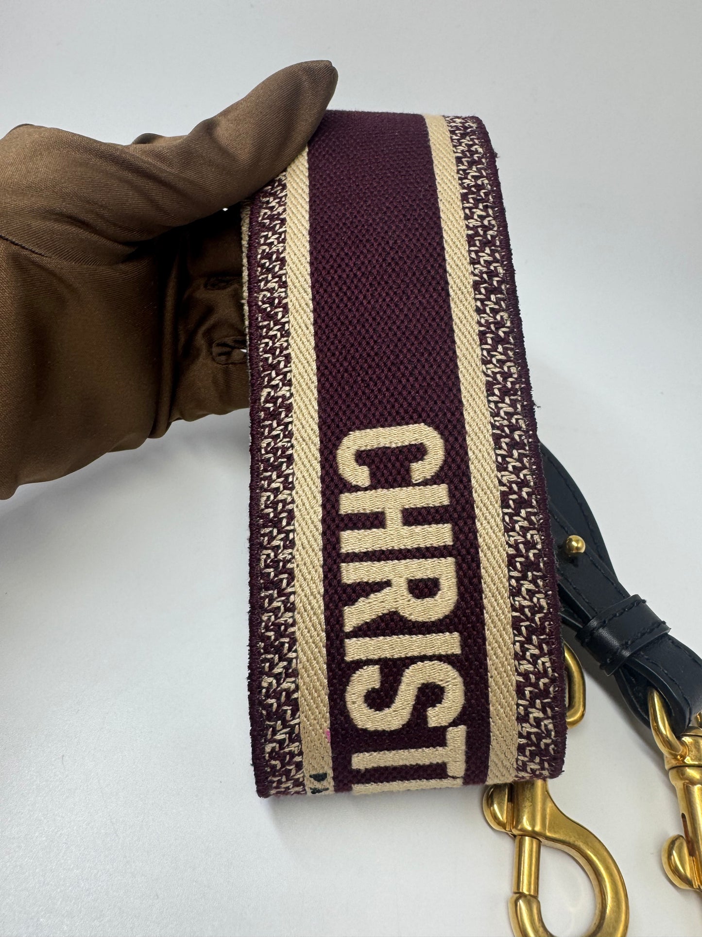 Pre-owned Certified Dior Mini Saddle Burgundy Grained Calfskin with Golden Hardware, set with Canvas Strap, 2019, w/ strap, dust bag