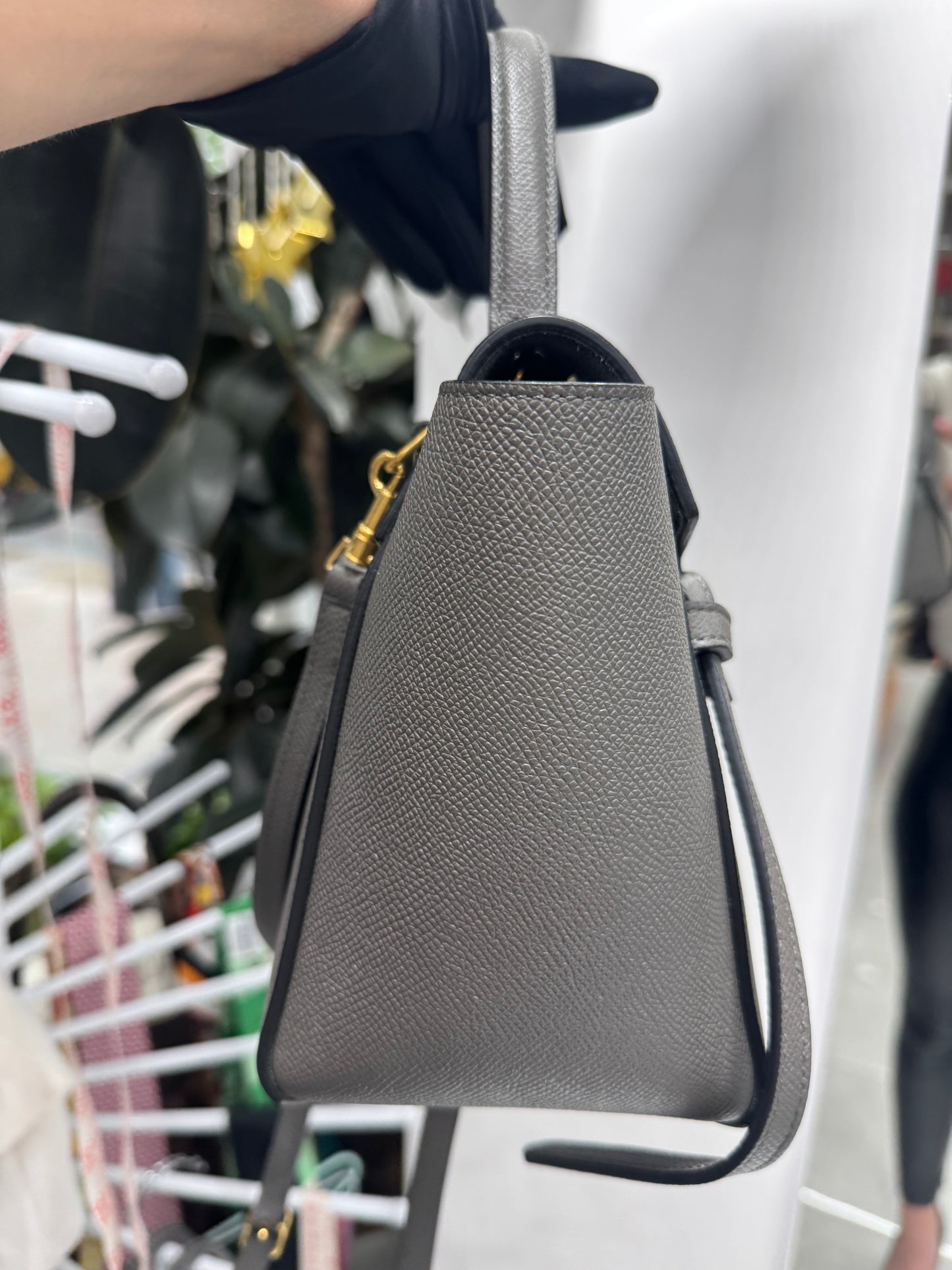 Pre-owned Certified Celine Nano Belt Grey Grained Calfskin, w/ dust bag