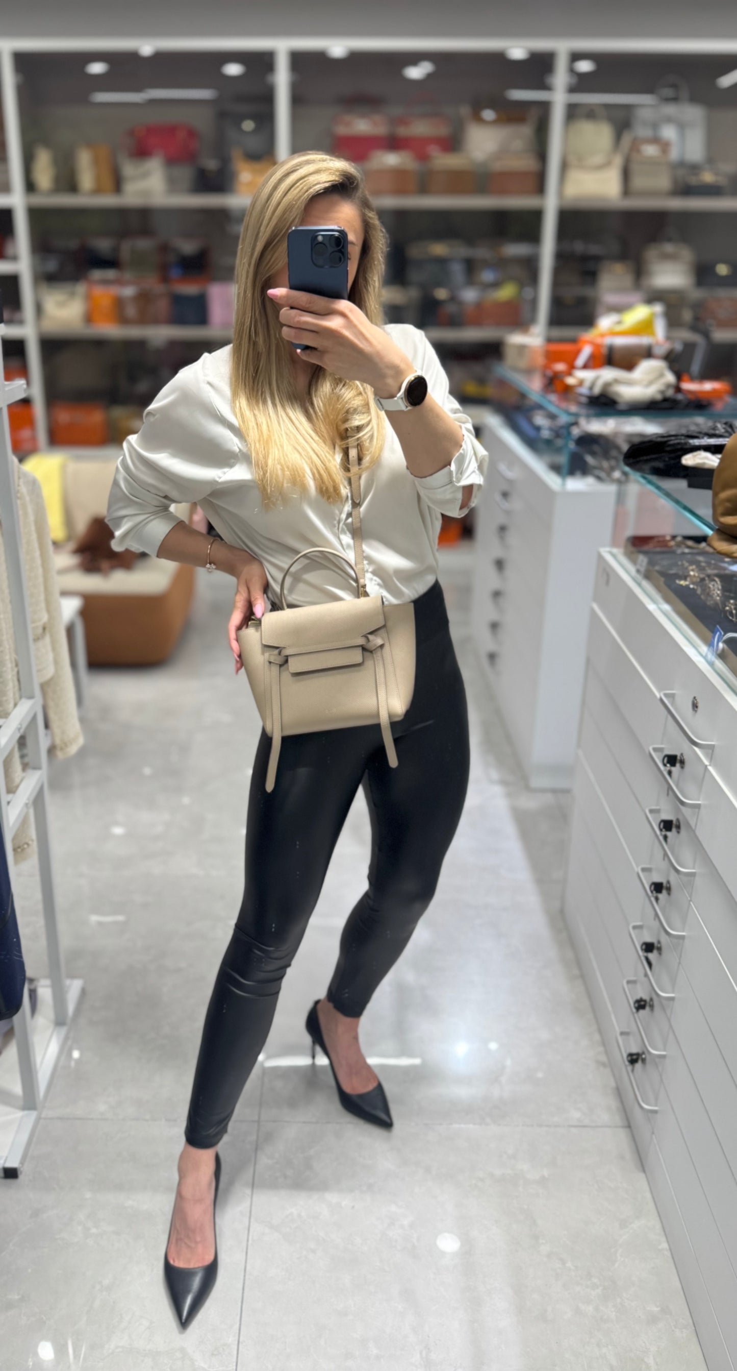 Pre-owned Certified Celine Nano Belt Beige Grained Calfskin, w/ dust bag