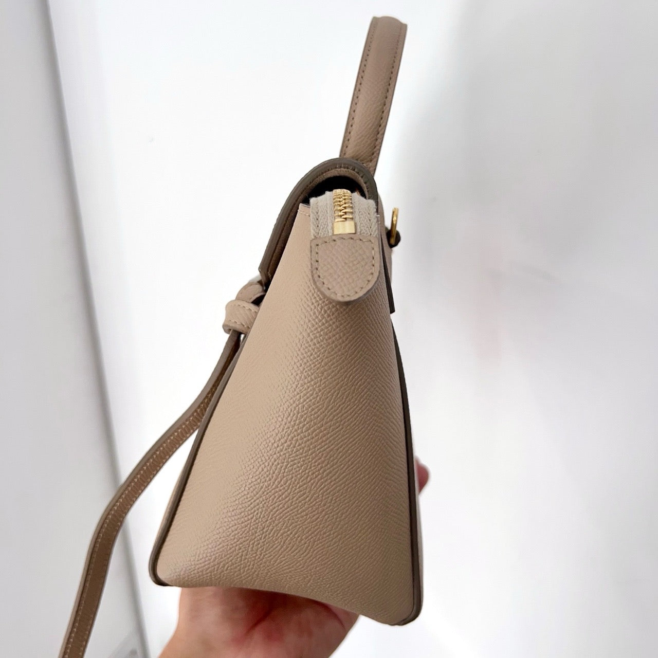 Pre-owned Certified Celine Nano Belt Beige Grained Calfskin, w/ dust bag