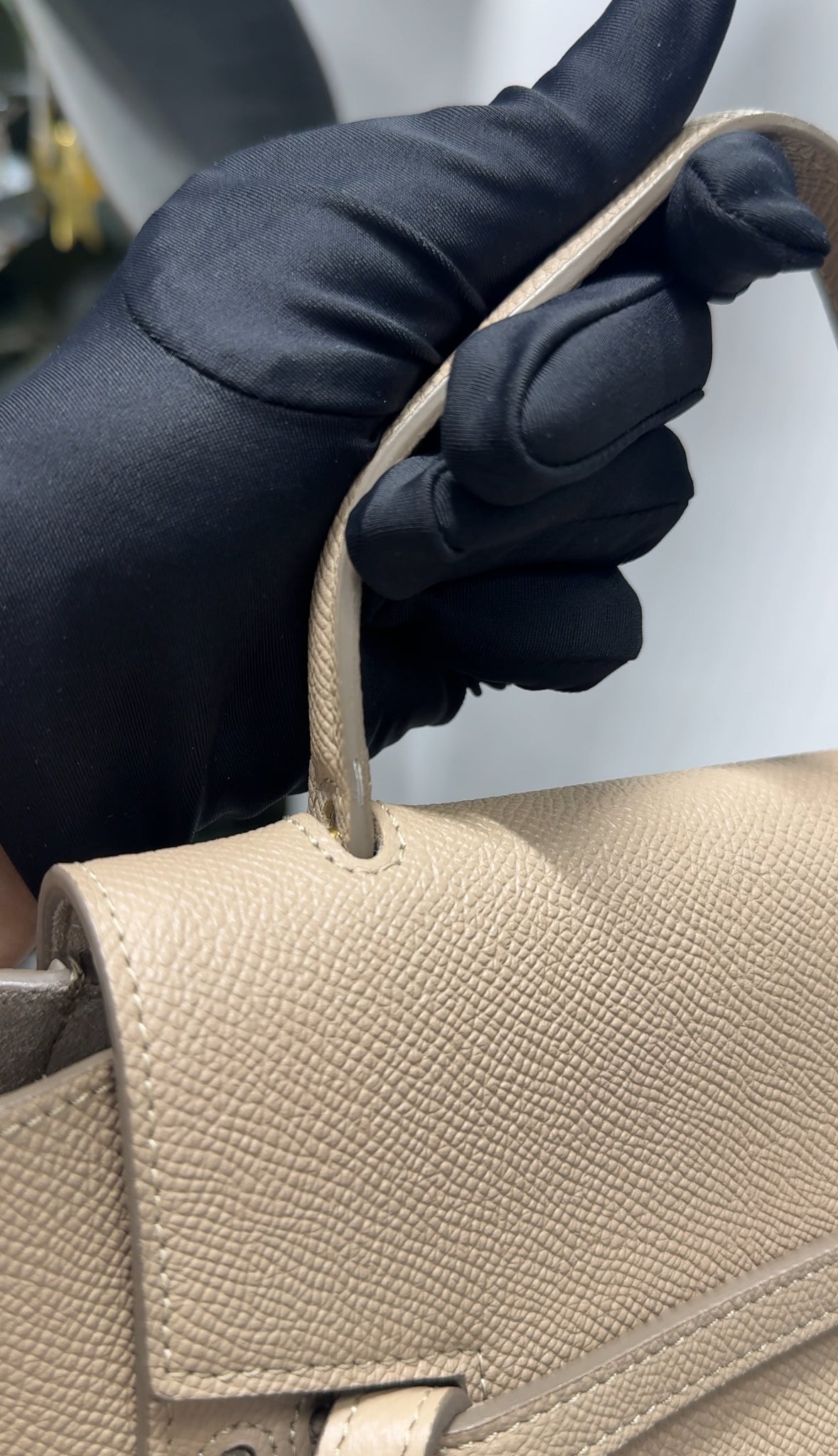 Pre-owned Certified Celine Nano Belt Beige Grained Calfskin, w/ dust bag