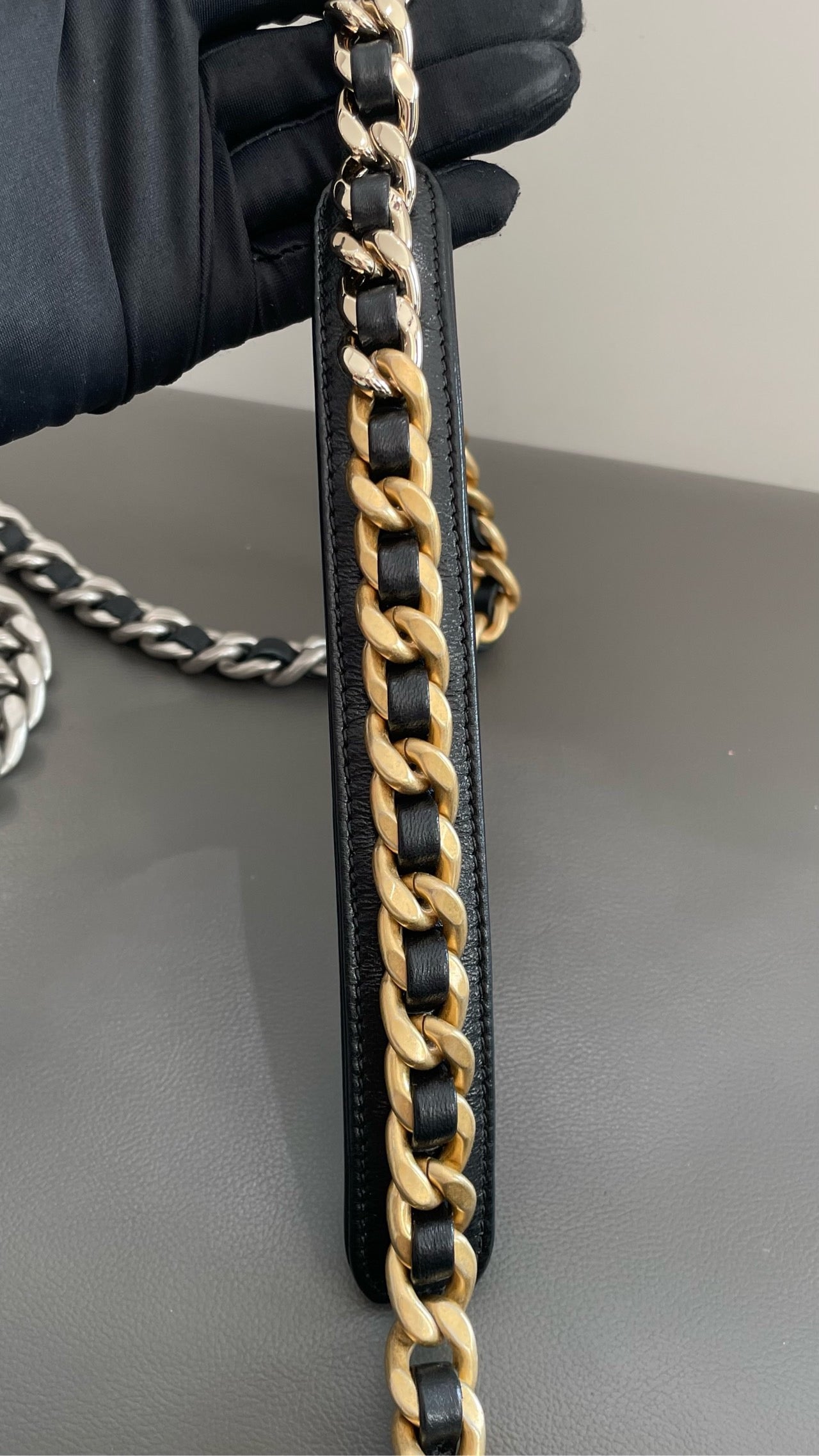 Pre-owned Certified Chanel 19Bag Small Black Lambskin Silver Hardware, 2022 microchipped, w/ full set