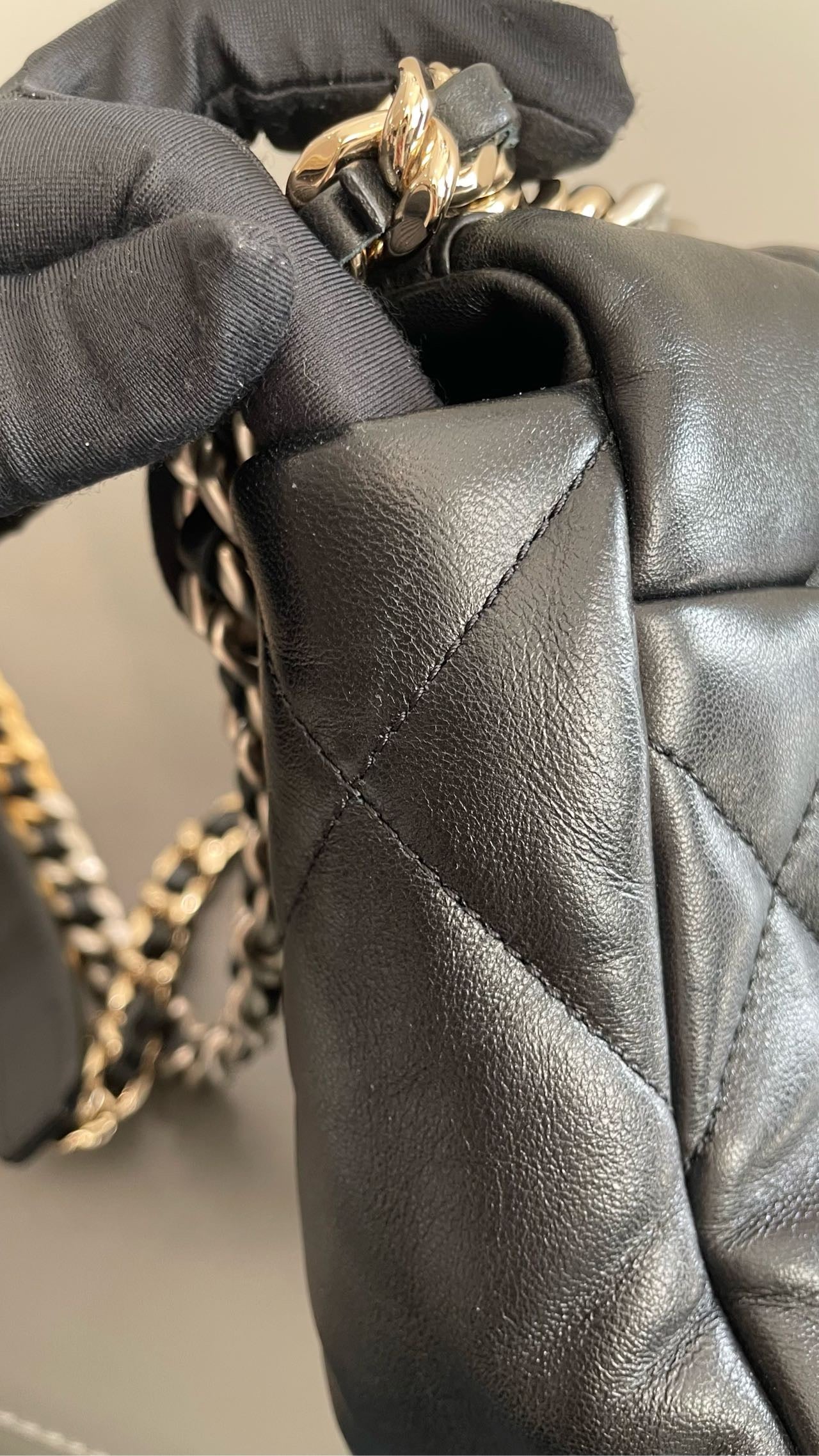 Pre-owned Certified Chanel 19Bag Small Black Lambskin Silver Hardware, 2022 microchipped, w/ full set