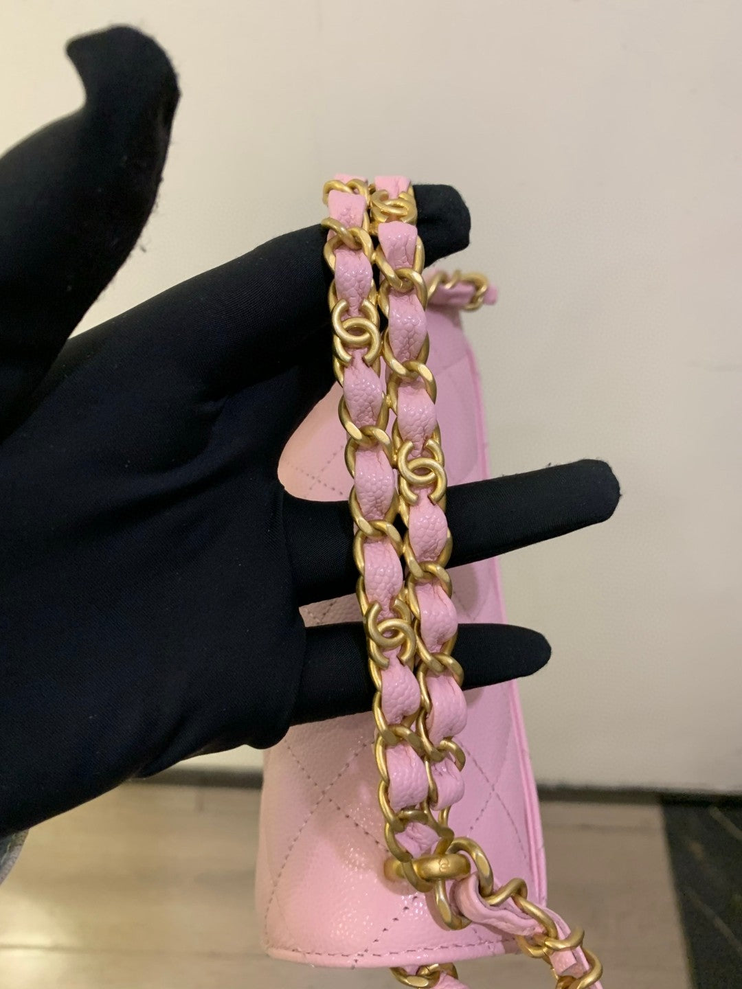 Pre-owned Certified Chanel 25P Flap Top Handle Sakura Pink Caviar Leather Golden Hardware, 2025, w/ full set - Chanel Box, Dust Bag