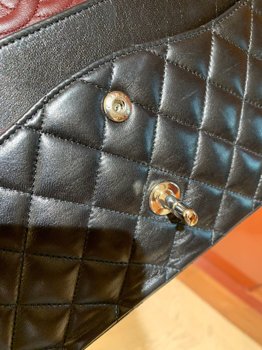 Pre-owned Certified Chanel Classic Flap CF Medium Black Lambskin Silver Hardware, 2008-2009, w/ Full Set - Chanel Card, Box, Dust Bag