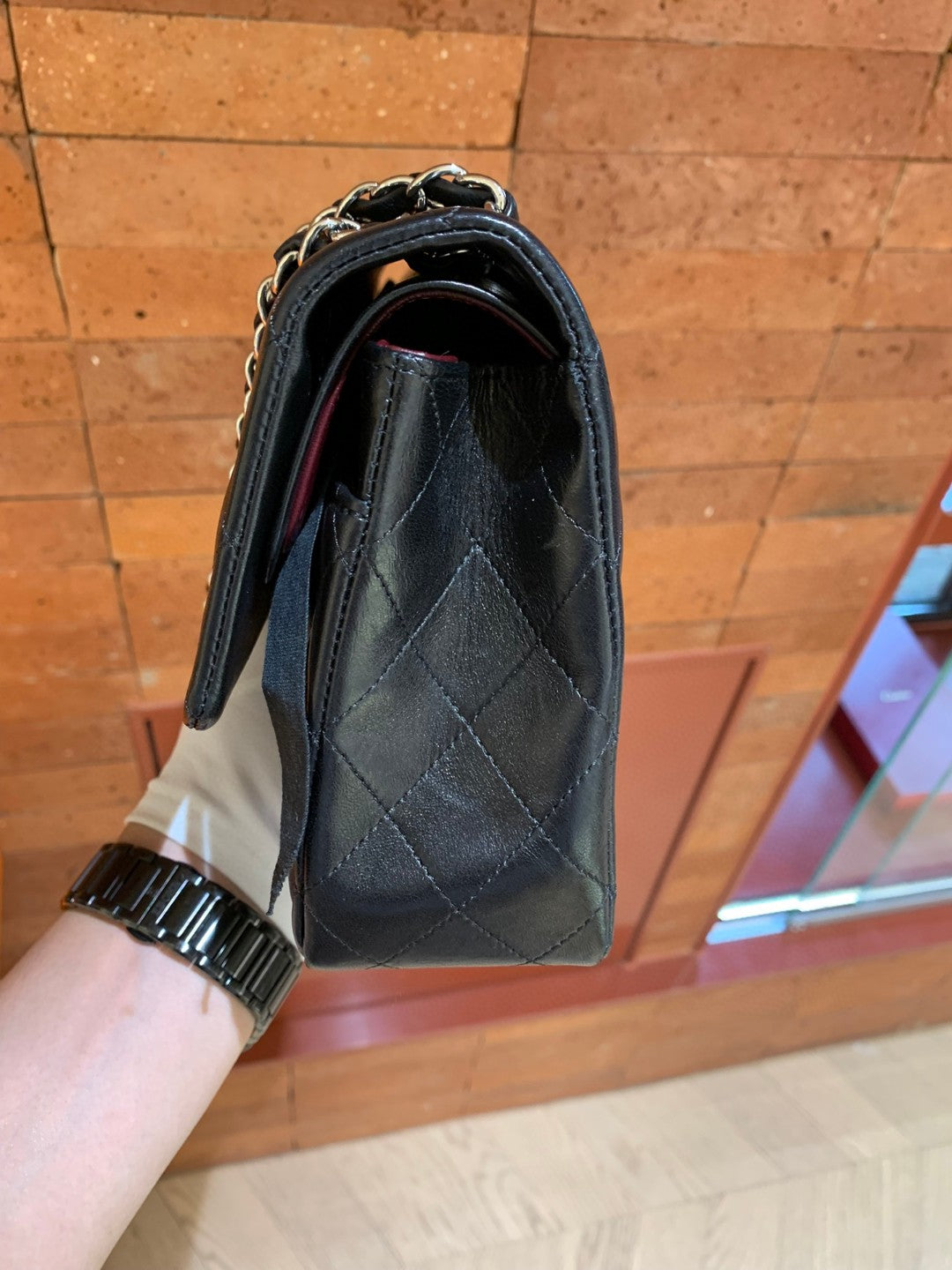 Pre-owned Certified Chanel Classic Flap CF Medium Black Lambskin Silver Hardware, 2008-2009, w/ Full Set - Chanel Card, Box, Dust Bag