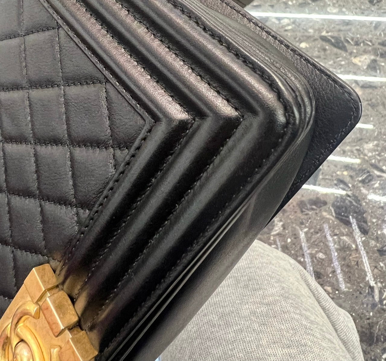 Pre-owned Certified Chanel Medium Boy Bag Black Calfskin Golden Hardware, 2020-2021, w/ Chanel card, dust bag, box