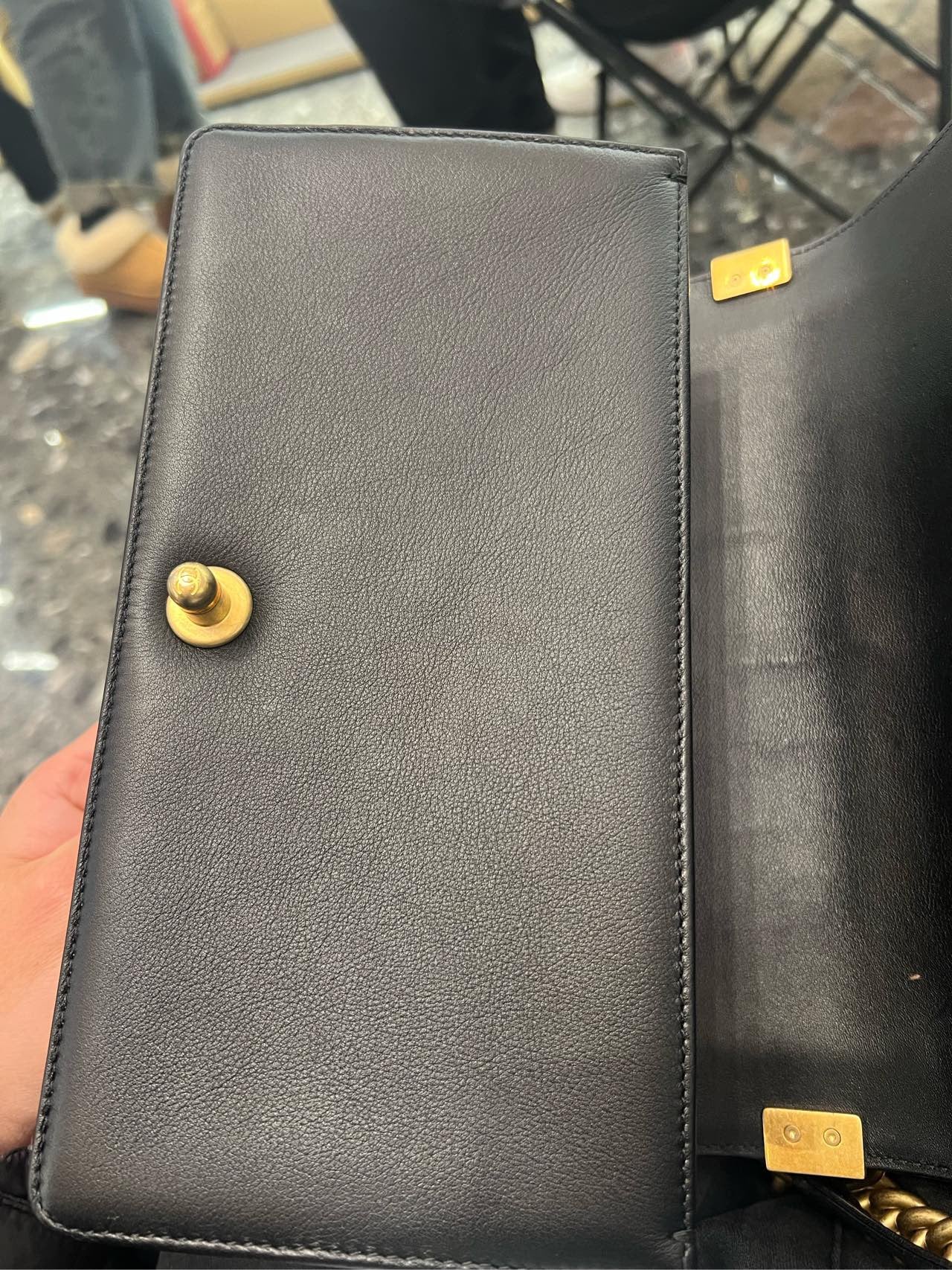 Pre-owned Certified Chanel Medium Boy Bag Black Calfskin Golden Hardware, 2020-2021, w/ Chanel card, dust bag, box