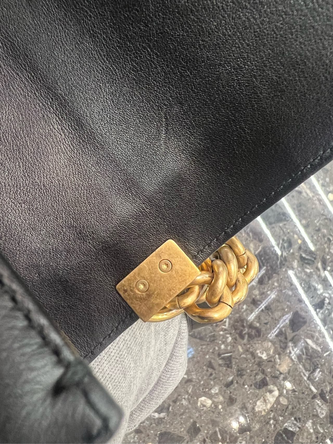 Pre-owned Certified Chanel Medium Boy Bag Black Calfskin Golden Hardware, 2020-2021, w/ Chanel card, dust bag, box