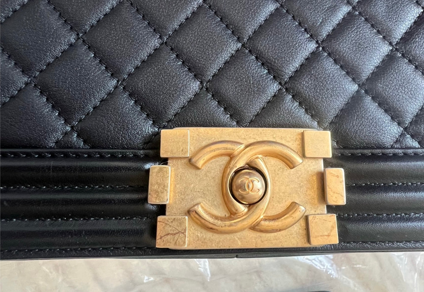 Pre-owned Certified Chanel Medium Boy Bag Black Calfskin Golden Hardware, 2020-2021, w/ Chanel card, dust bag, box