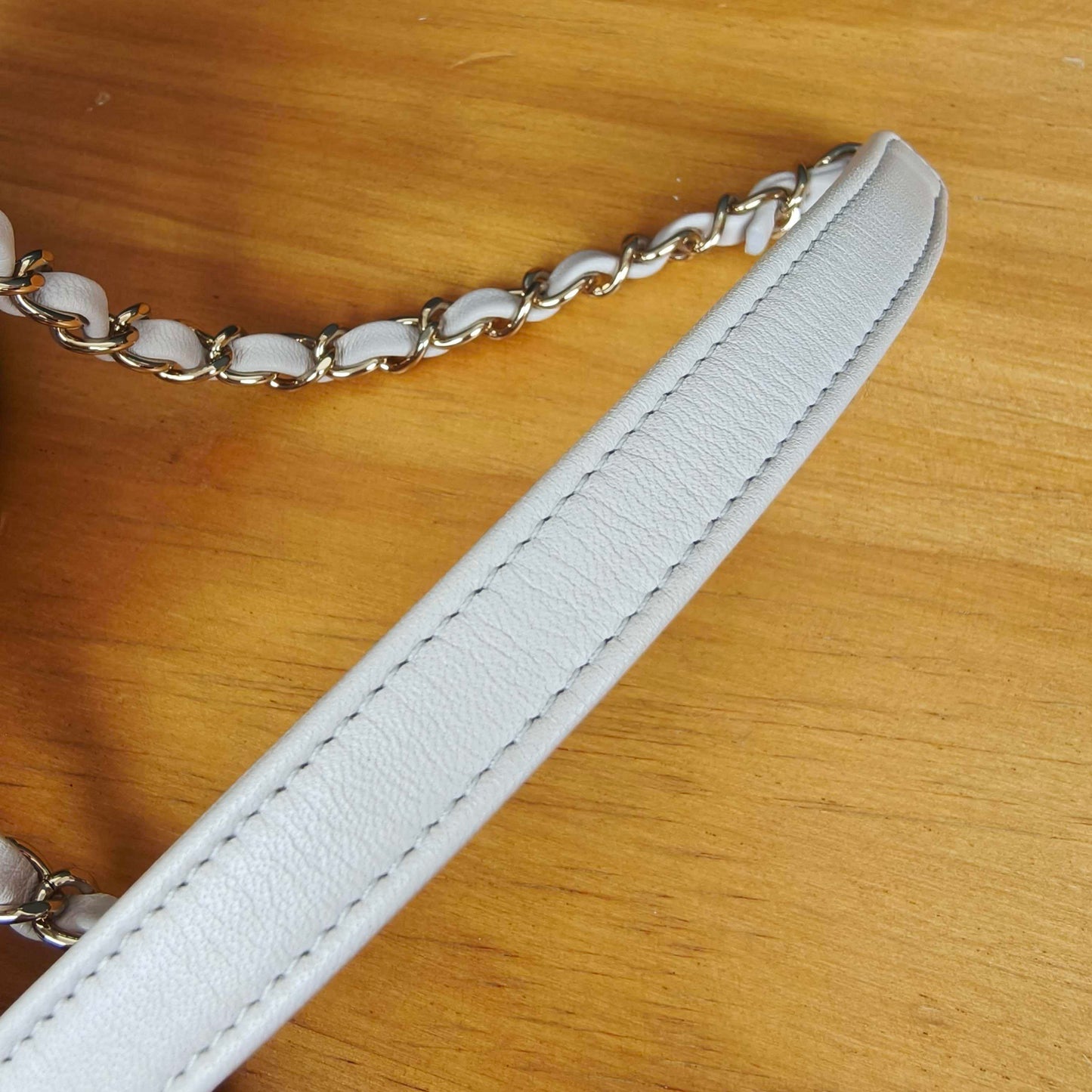 Pre-owned Certified Chanel Trendy CC Vanity Bag White Lilac Lambskin Golden Hardware, 2020-2021, w/ card, dust bag