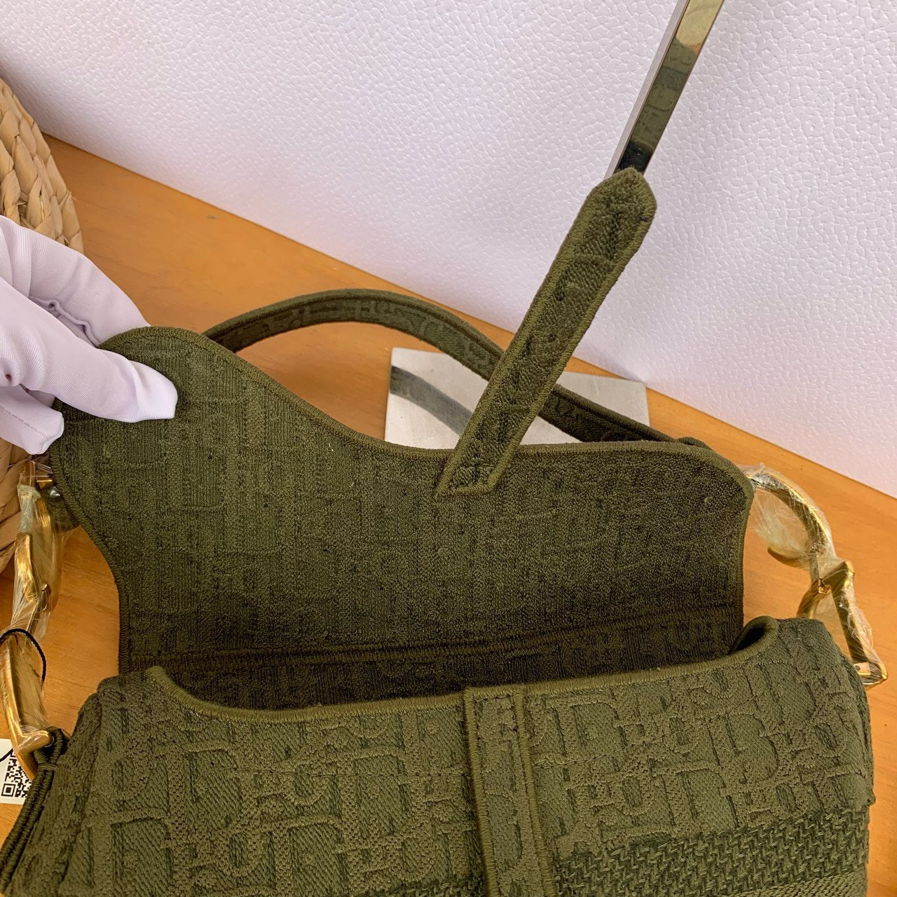 Pre-owned Certified Dior Saddle Medium Army Green Oblique Canvas, 2019, with Dust bag