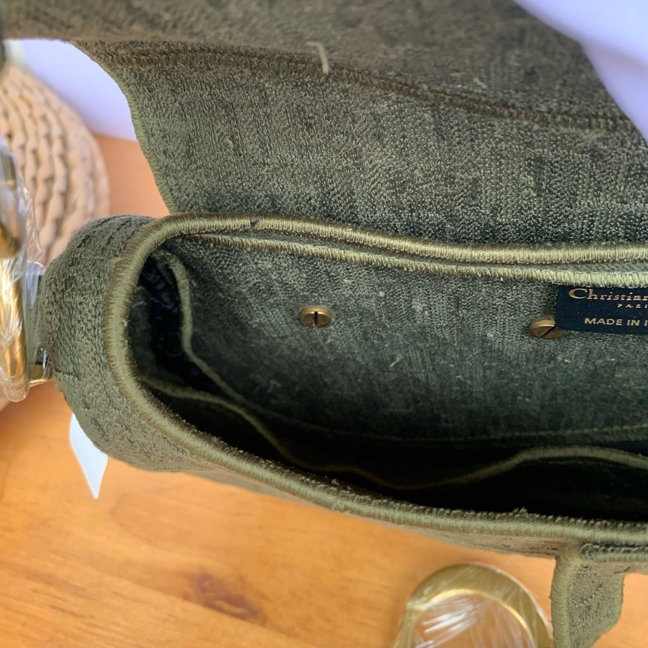 Pre-owned Certified Dior Saddle Medium Army Green Oblique Canvas, 2019, with Dust bag