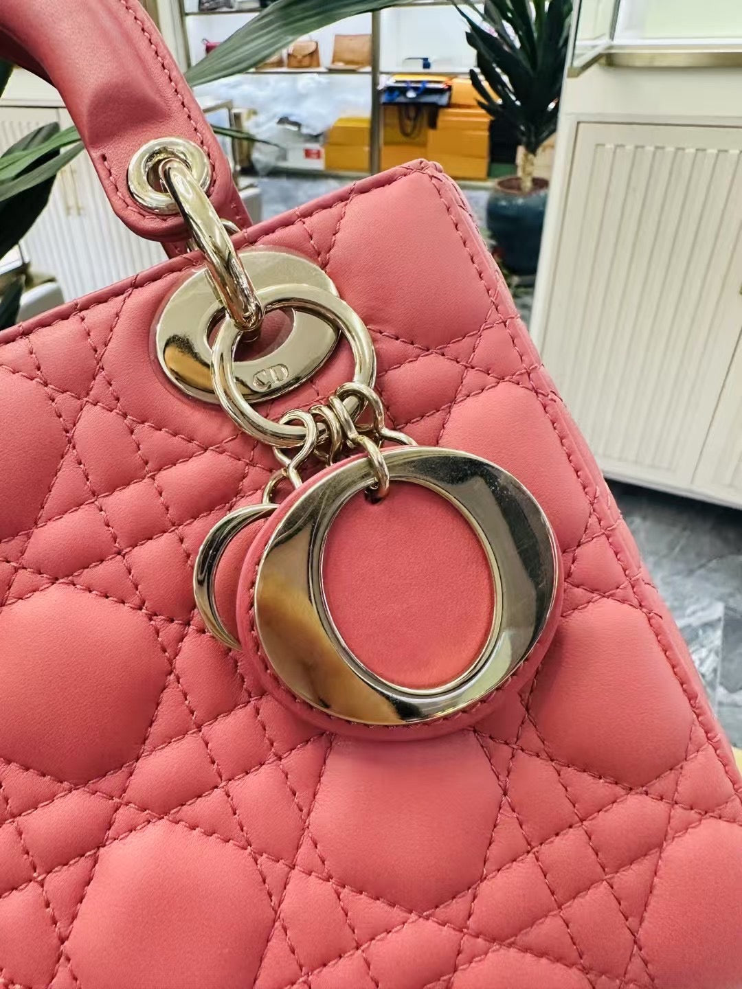 Pre-owned Certified Dior Small MyABC Lady Dior Coral Pink Lambskin Golden Hardware, 2020, w/ strap, Dior Card and dust bag